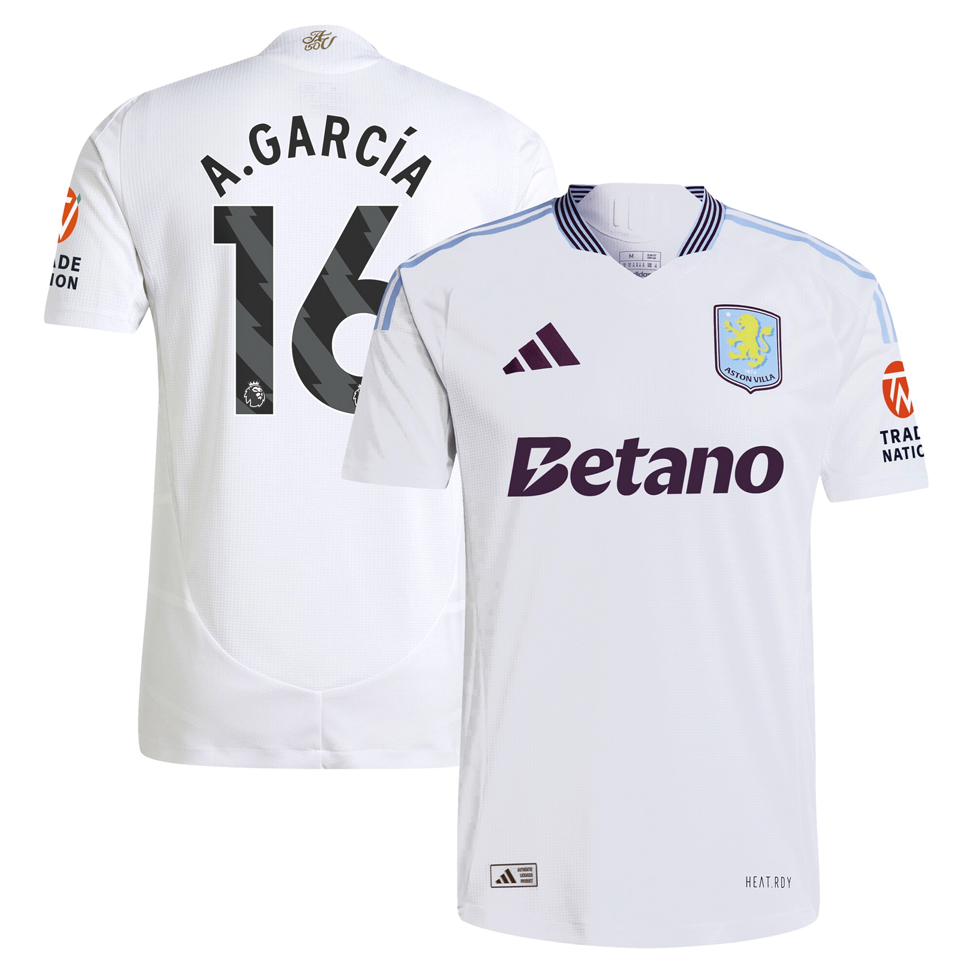 aston villa adidas away authentic shirt 2024-25 with a.garcía 16 printing Collection | Official Aston Villa Jerseys for Fans