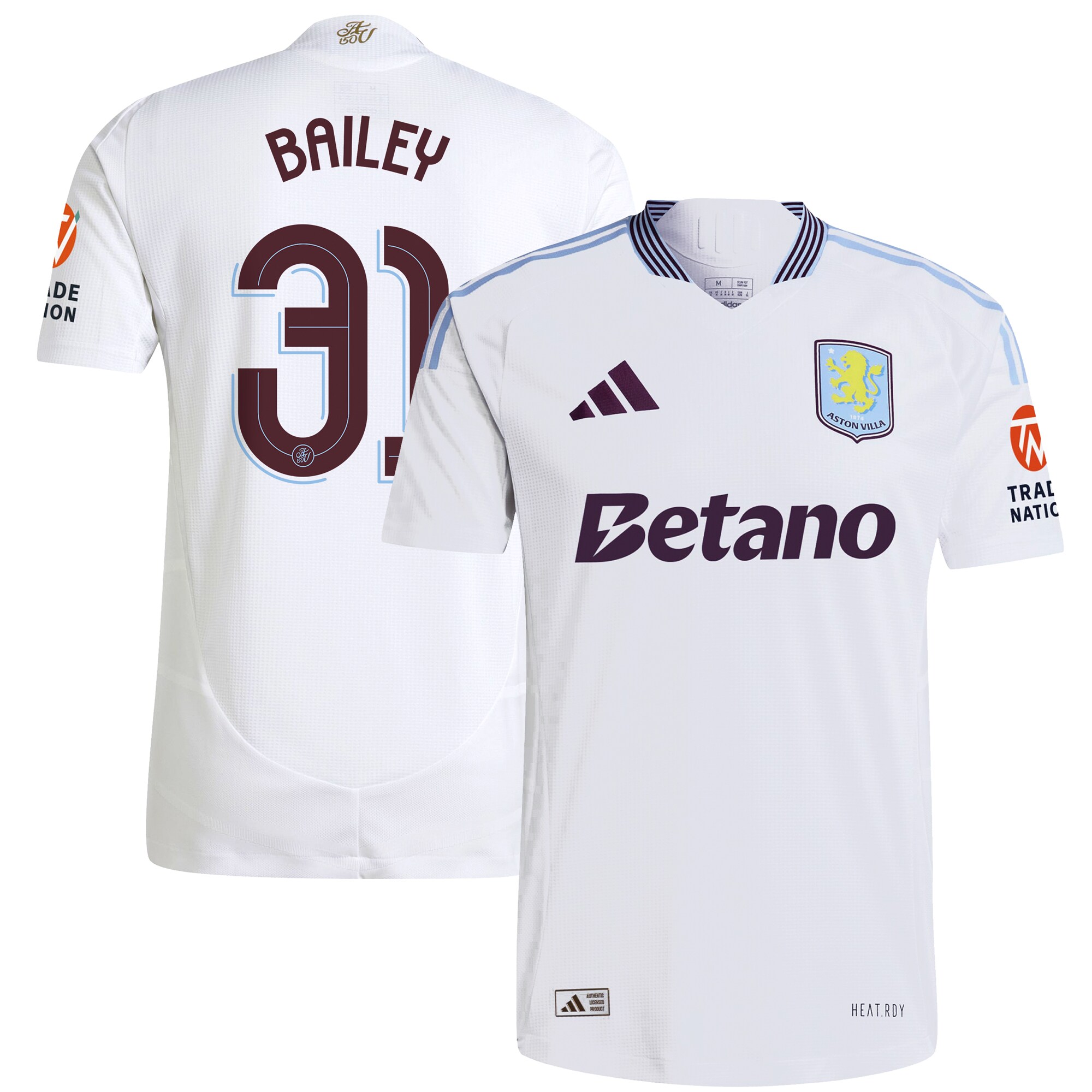aston villa adidas away authentic shirt 2024-25 with bailey 31 cup printing Collection | Official Aston Villa Jerseys for Fans