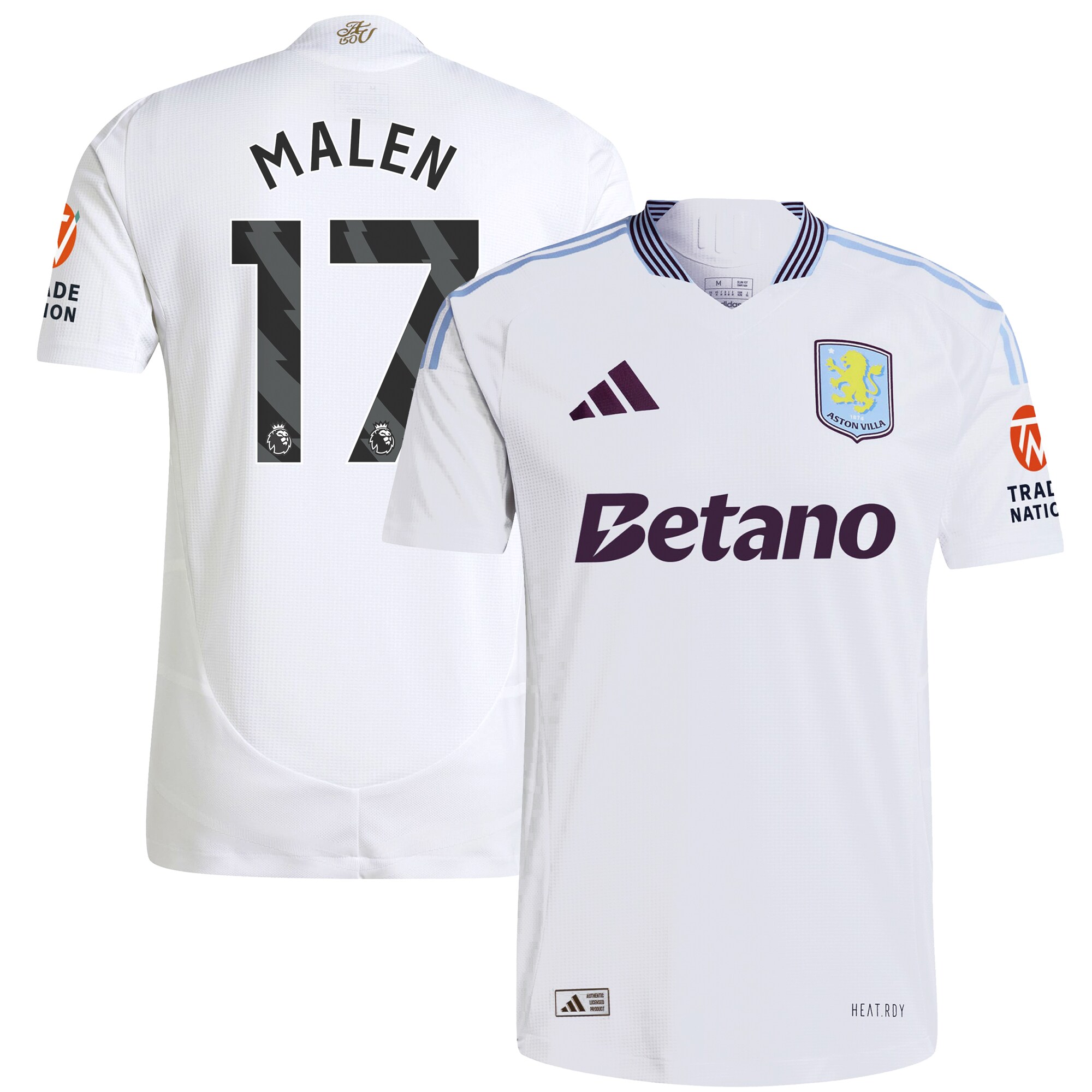 aston villa adidas away authentic shirt 2024-25 with malen 17 printing Collection | Official Aston Villa Jerseys for Fans