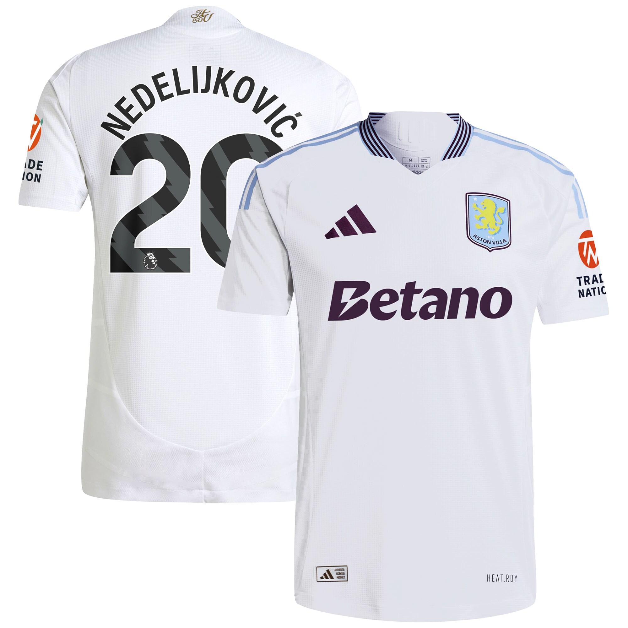 aston villa adidas away authentic shirt 2024-25 with nedeljković 20 printing Collection | Official Aston Villa Jerseys for Fans