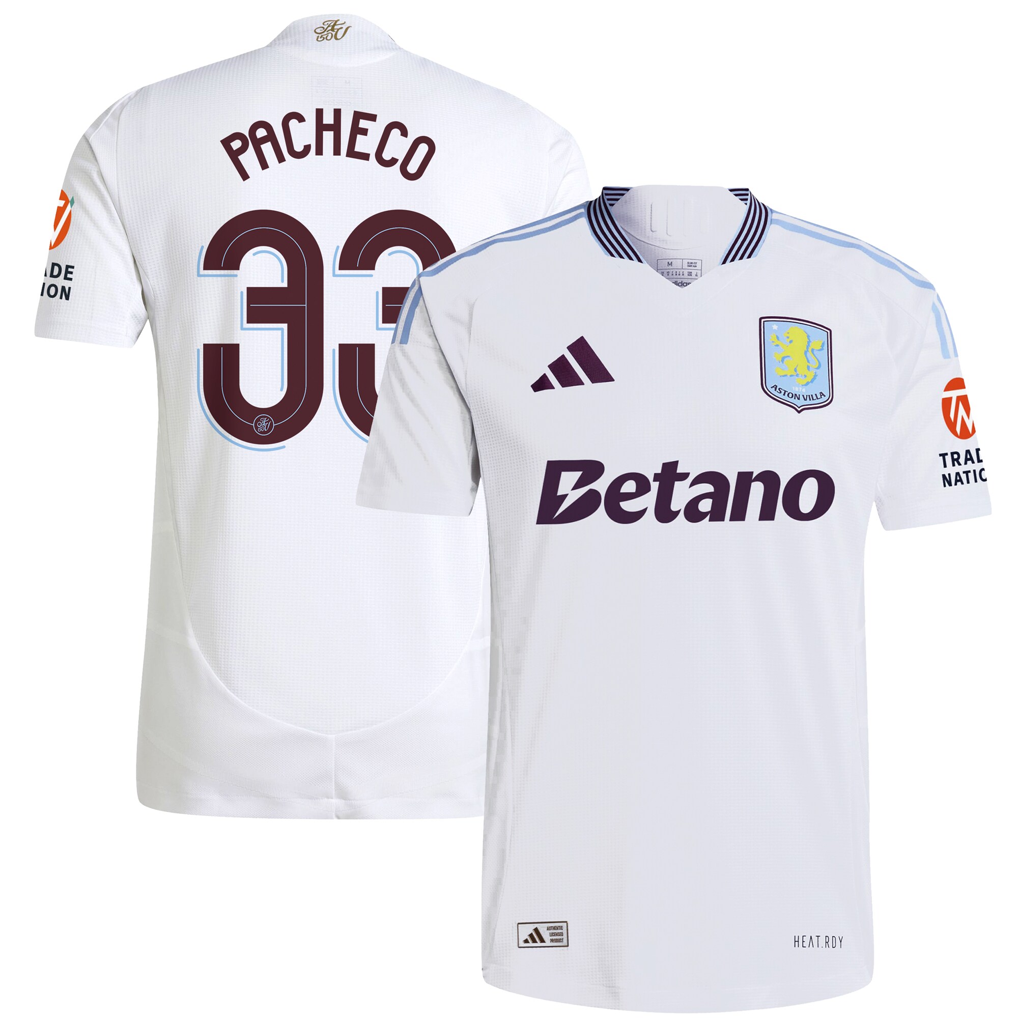 aston villa adidas away authentic shirt 2024-25 with pacheco 33 cup printing Collection | Official Aston Villa Jerseys for Fans