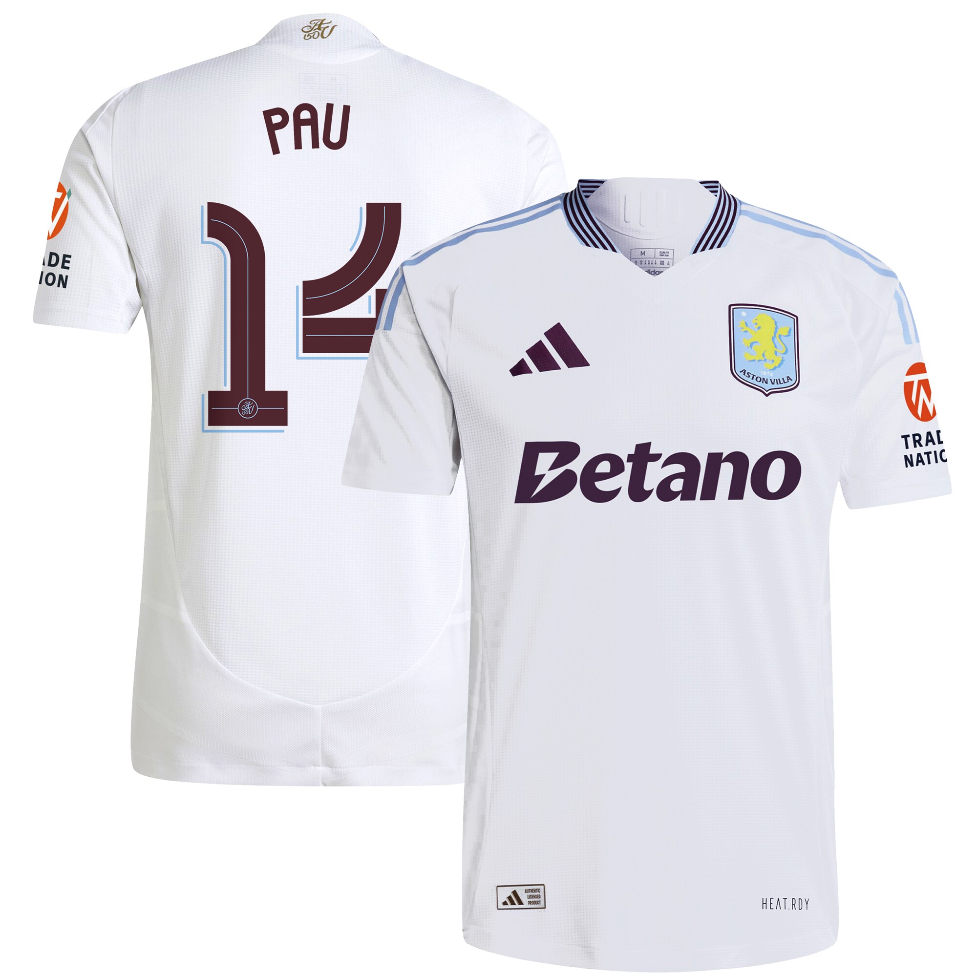 aston villa adidas away authentic shirt 2024-25 with pau 14 cup printing Collection | Official Aston Villa Jerseys for Fans