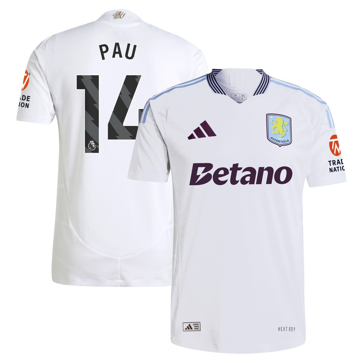 aston villa adidas away authentic shirt 2024-25 with pau 14 printing Collection | Official Aston Villa Jerseys for Fans