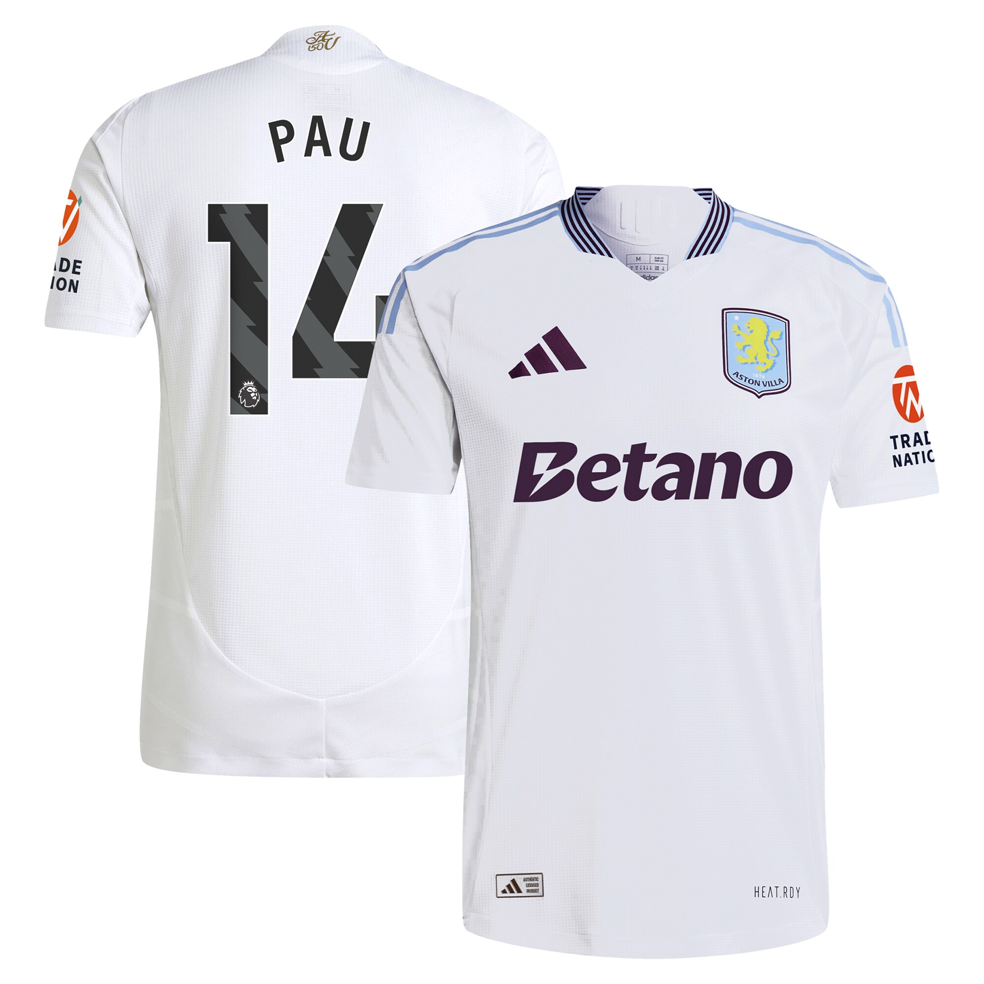 aston villa adidas away authentic shirt 2024-25 with pau 14 printing Collection | Official Aston Villa Jerseys for Fans