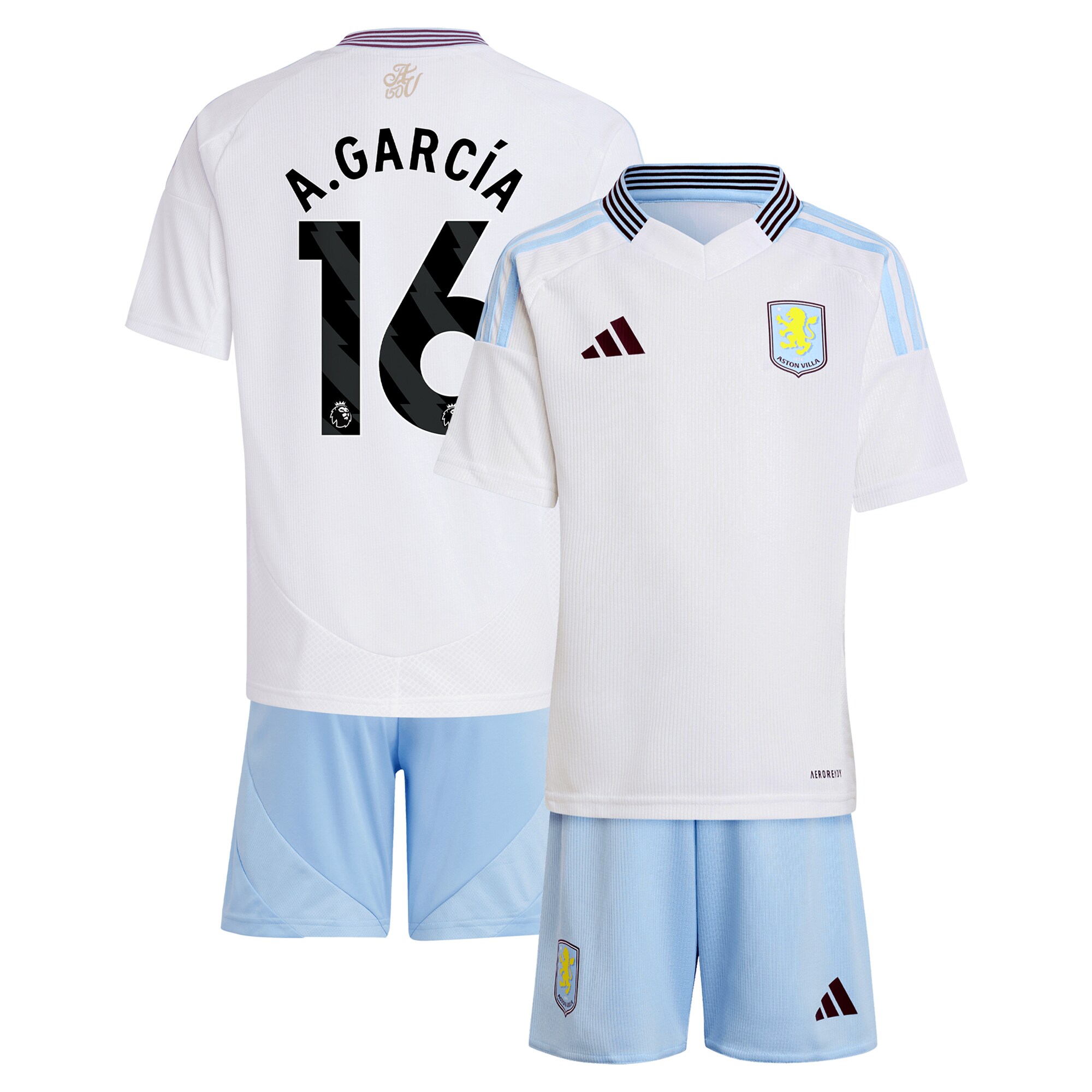 aston villa adidas away mini kit 2024-25 with a.garcía 16 printing Collection | Official Aston Villa Jerseys for Fans