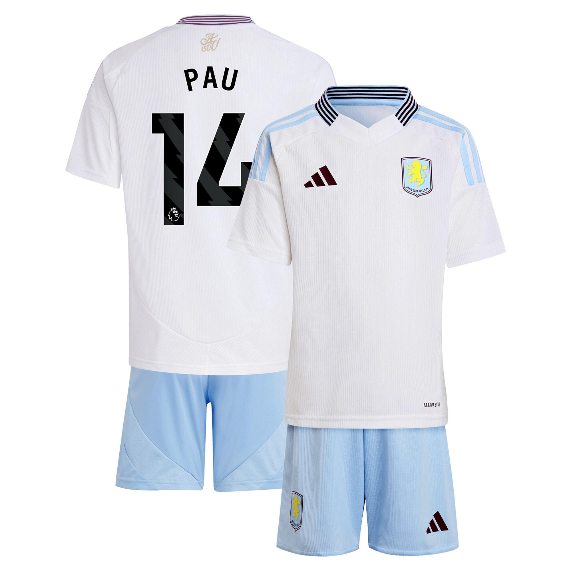 aston villa adidas away mini kit 2024-25 with pau 14 printing Collection | Official Aston Villa Jerseys for Fans