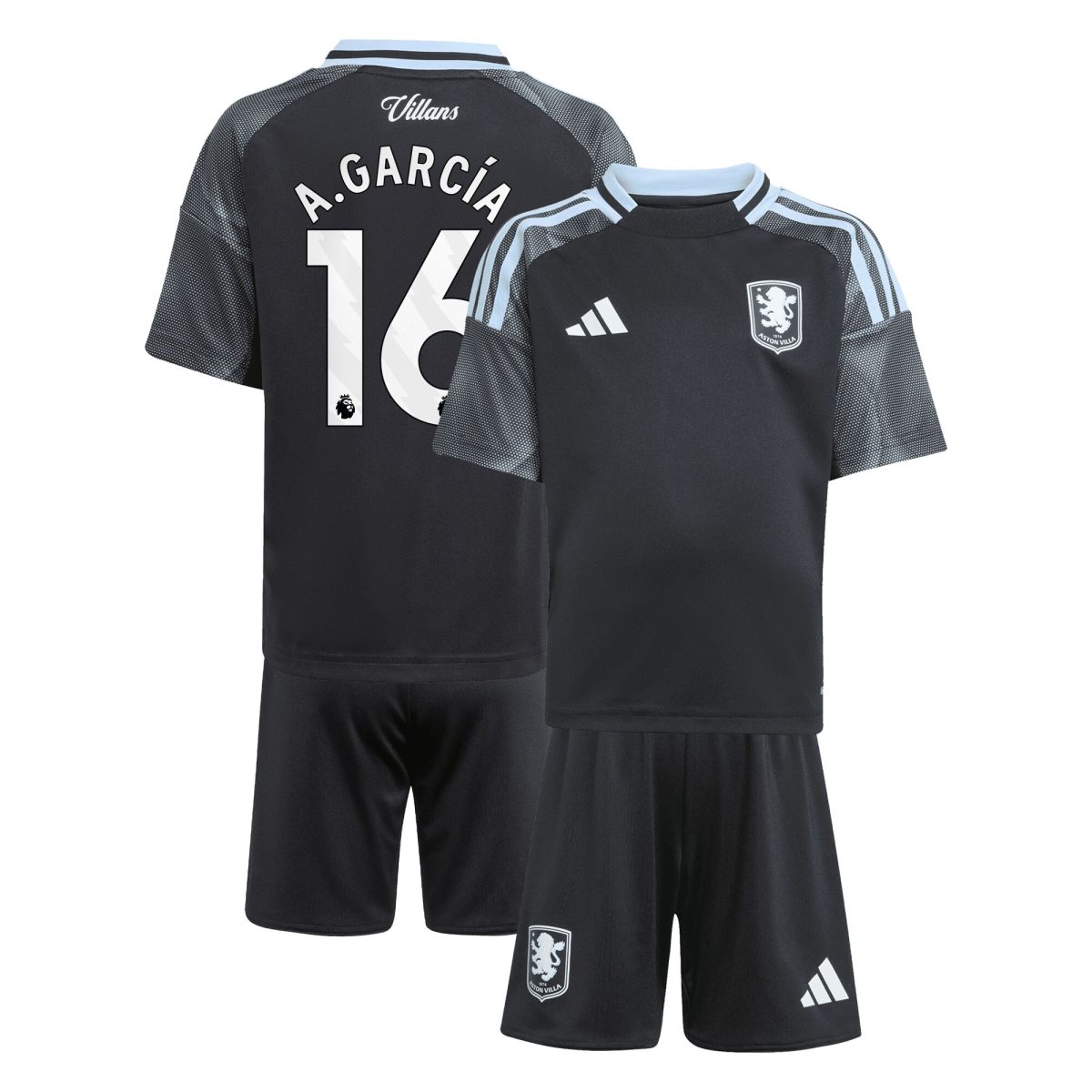 aston villa adidas away mini kit 2025-26 with a.garcía 16 printing Collection | Official Aston Villa Jerseys for Fans