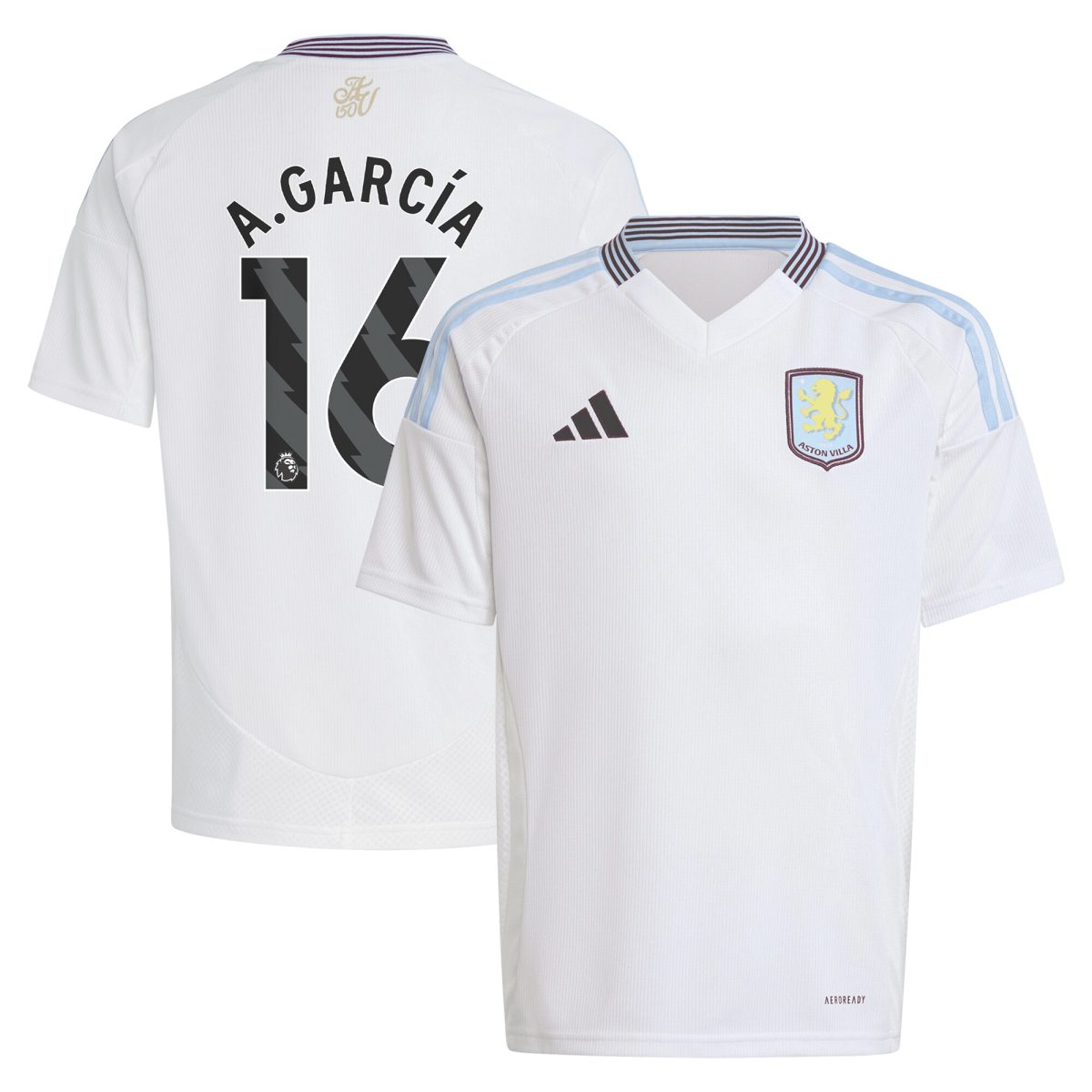 aston villa adidas away shirt 2024-25 – kids with a.garcía 16 printing Collection | Official Aston Villa Jerseys for Fans