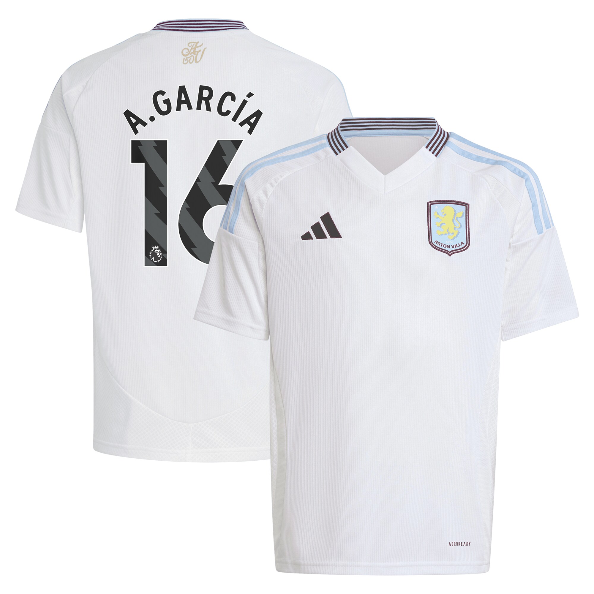 aston villa adidas away shirt 2024-25 – kids with a.garcía 16 printing Collection | Official Aston Villa Jerseys for Fans