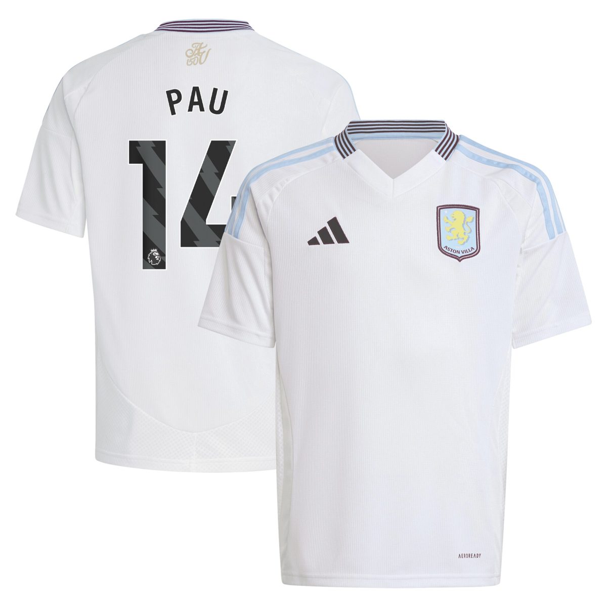 aston villa adidas away shirt 2024-25 – kids with pau 14 printing Collection | Official Aston Villa Jerseys for Fans