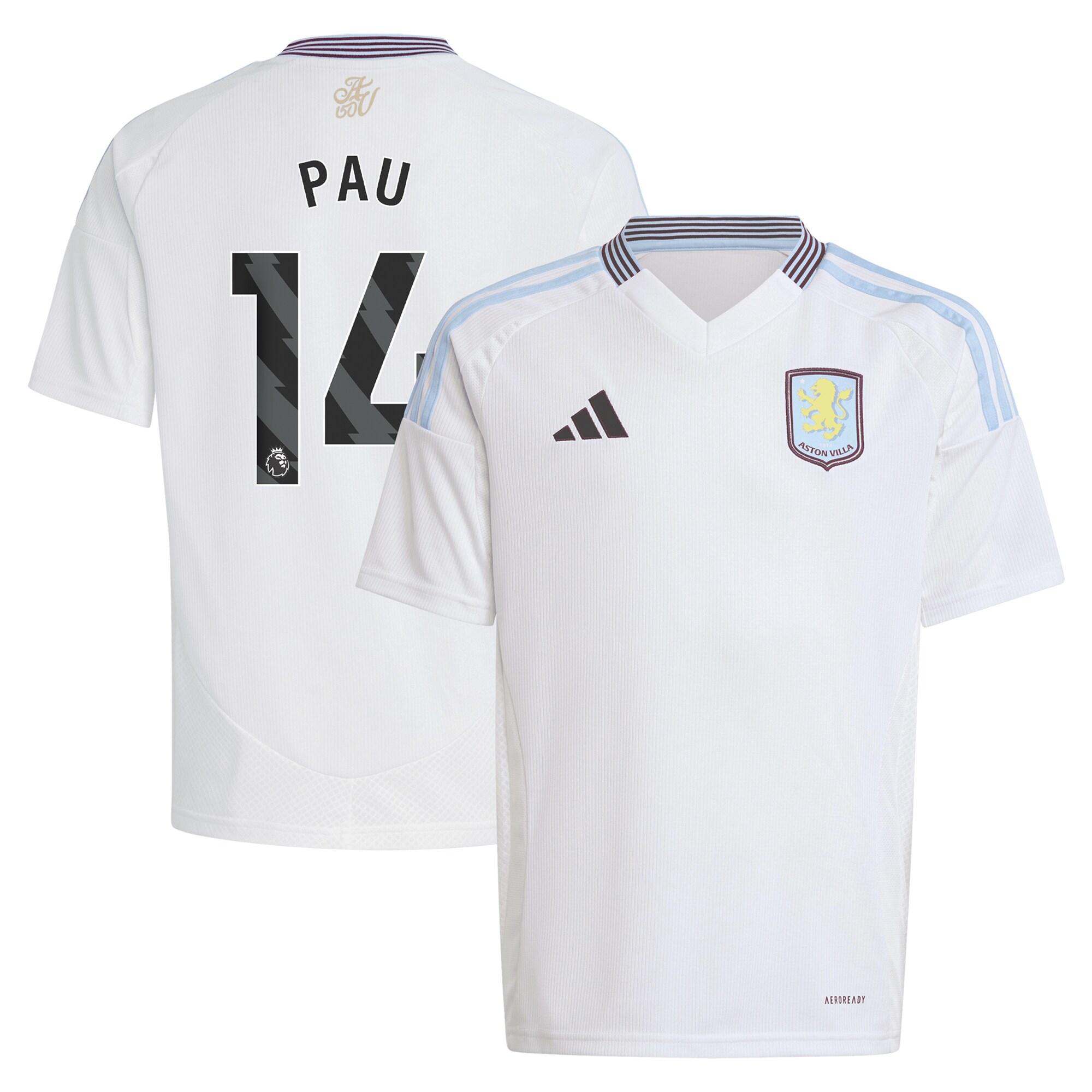 aston villa adidas away shirt 2024-25 – kids with pau 14 printing Collection | Official Aston Villa Jerseys for Fans