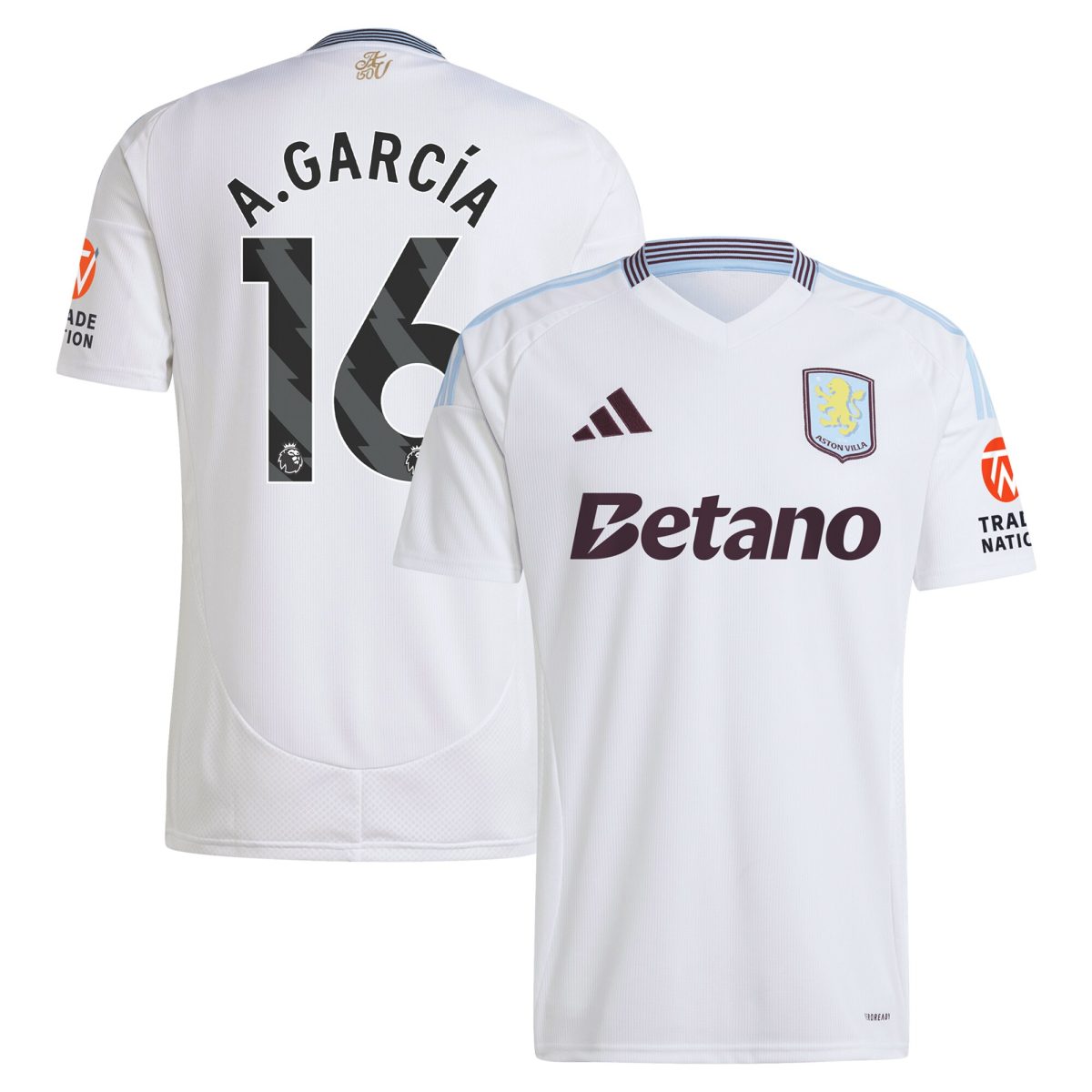 aston villa adidas away shirt 2024-25 with a.garcía 16 printing Collection | Official Aston Villa Jerseys for Fans