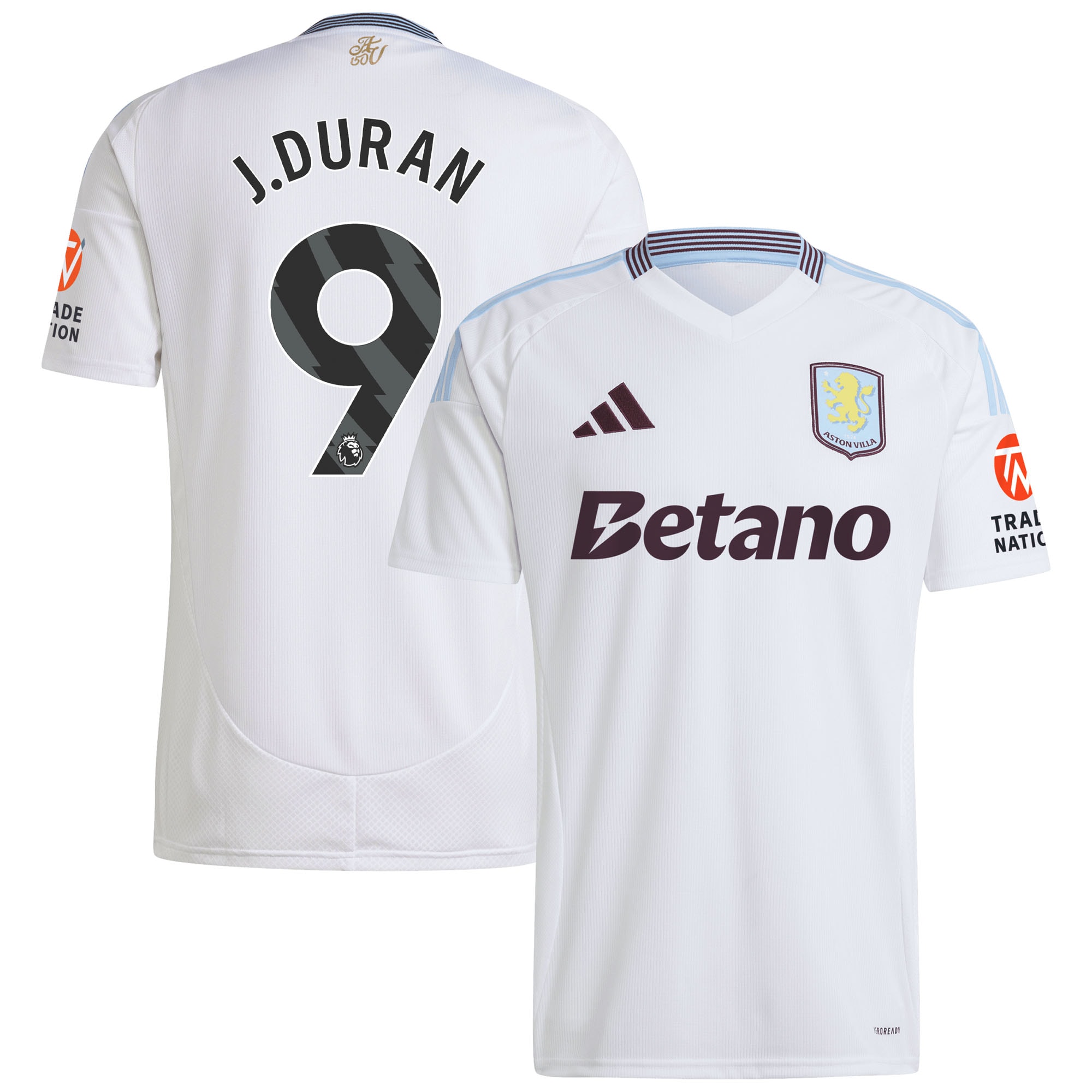 aston villa adidas away shirt 2024-25 with j.duran 9 printing Collection | Official Aston Villa Jerseys for Fans