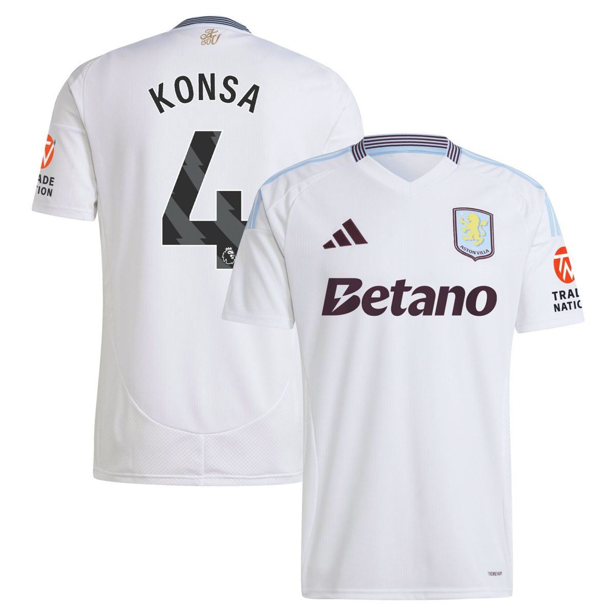 aston villa adidas away shirt 2024-25 with konsa 4 printing Collection | Official Aston Villa Jerseys for Fans