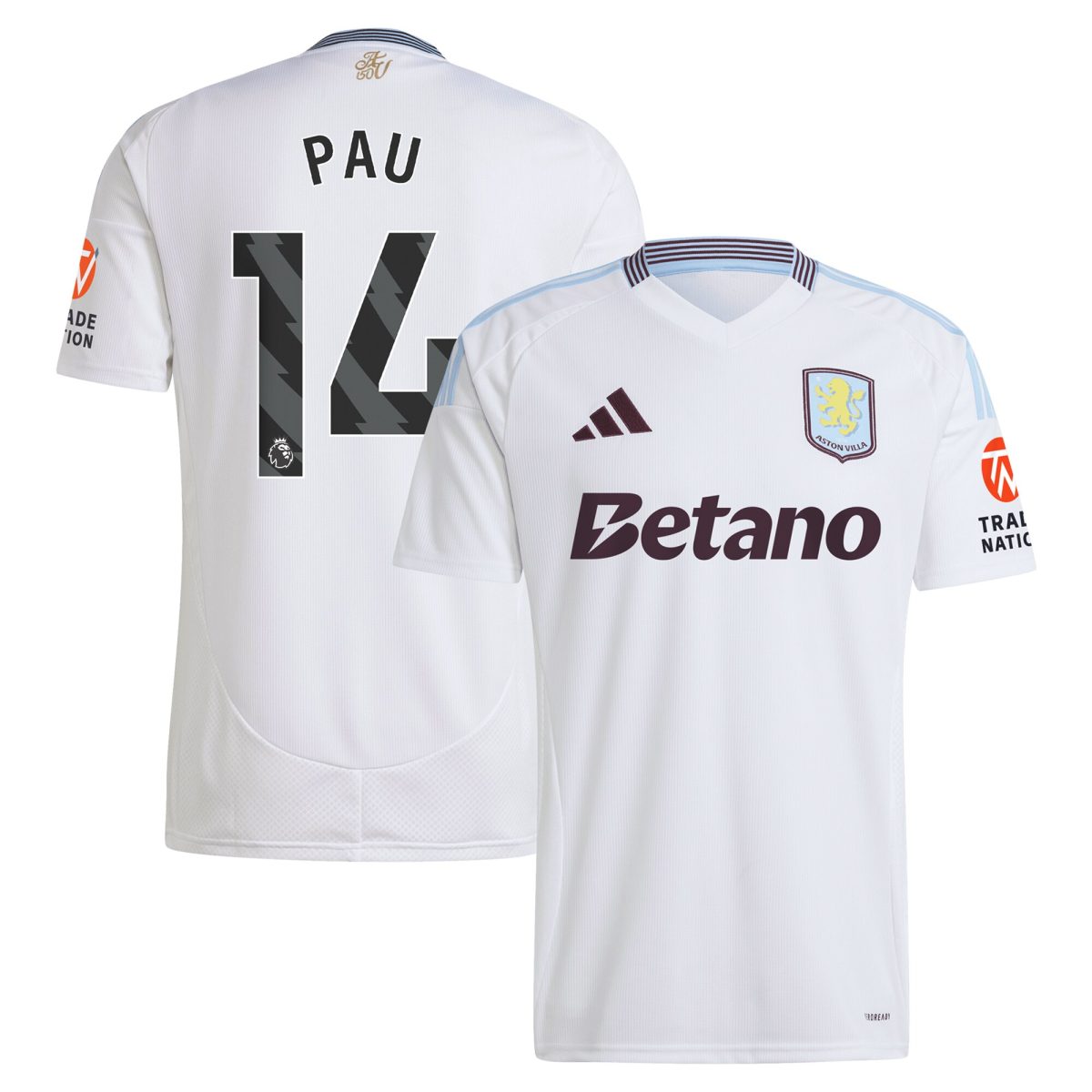 aston villa adidas away shirt 2024-25 with pau 14 printing Collection | Official Aston Villa Jerseys for Fans