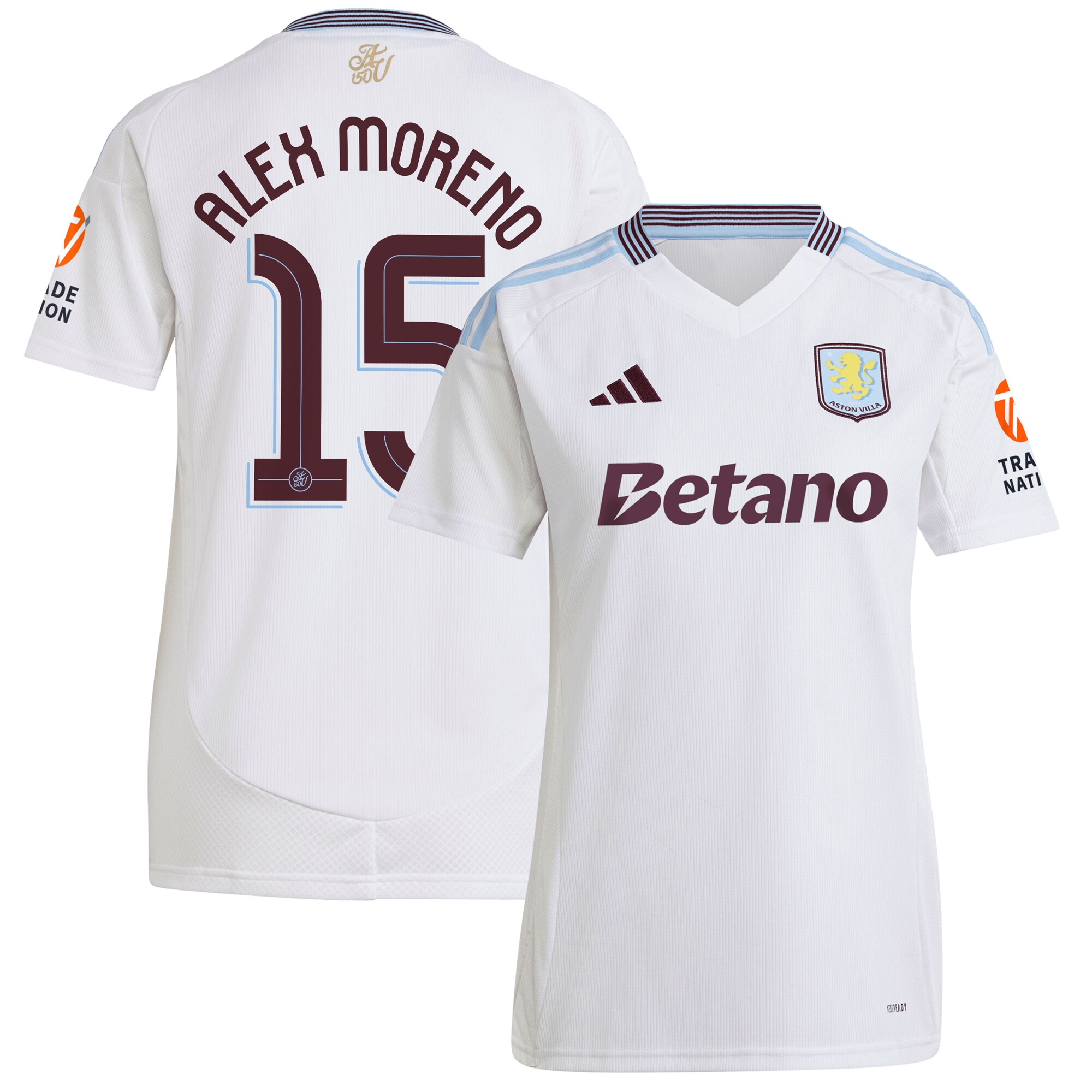 aston villa adidas away shirt 2024-25 – womens with alex moreno 15 cup printing Collection | Official Aston Villa Jerseys for Fans