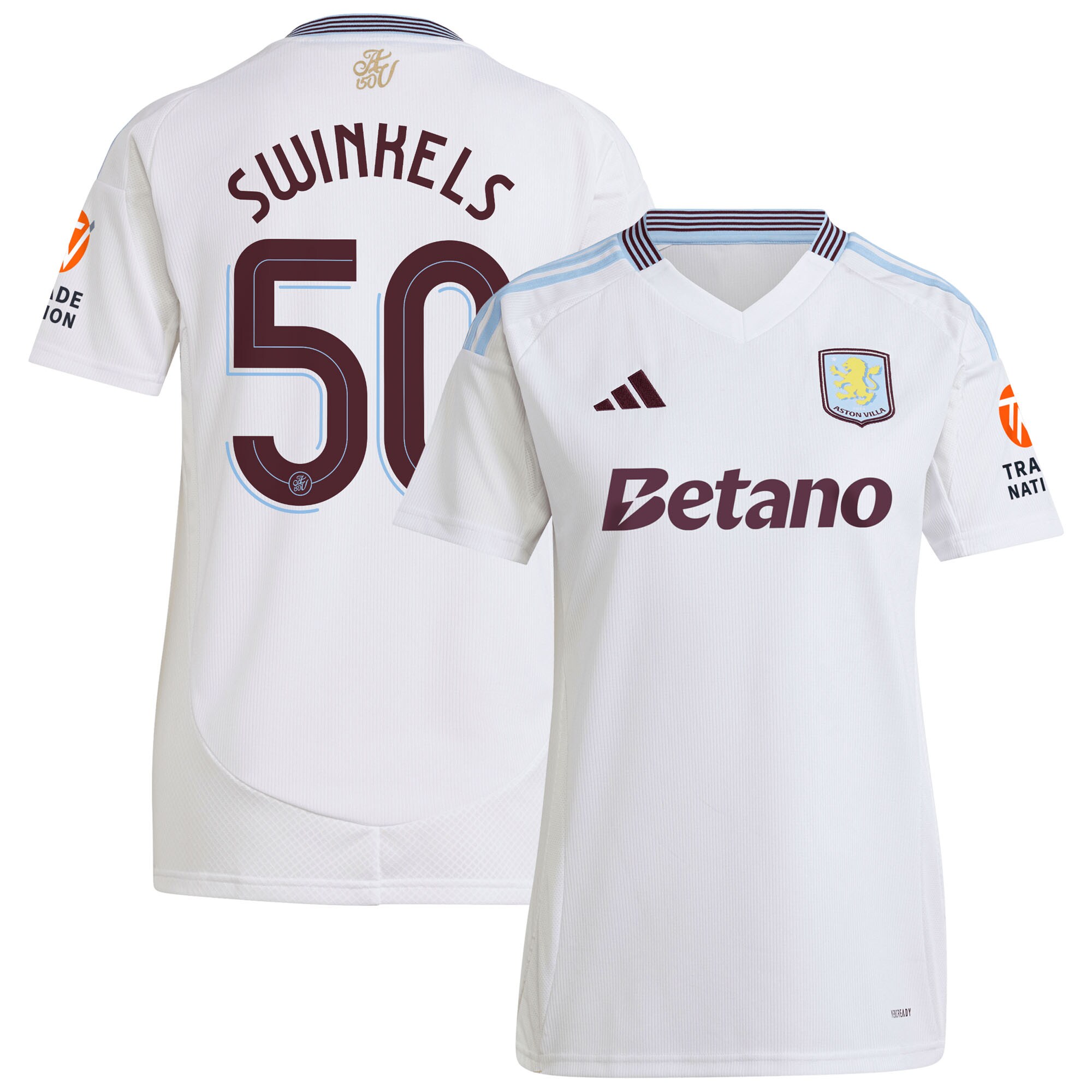 aston villa adidas away shirt 2024-25 – womens with swinkels 50 cup printing Collection | Official Aston Villa Jerseys for Fans