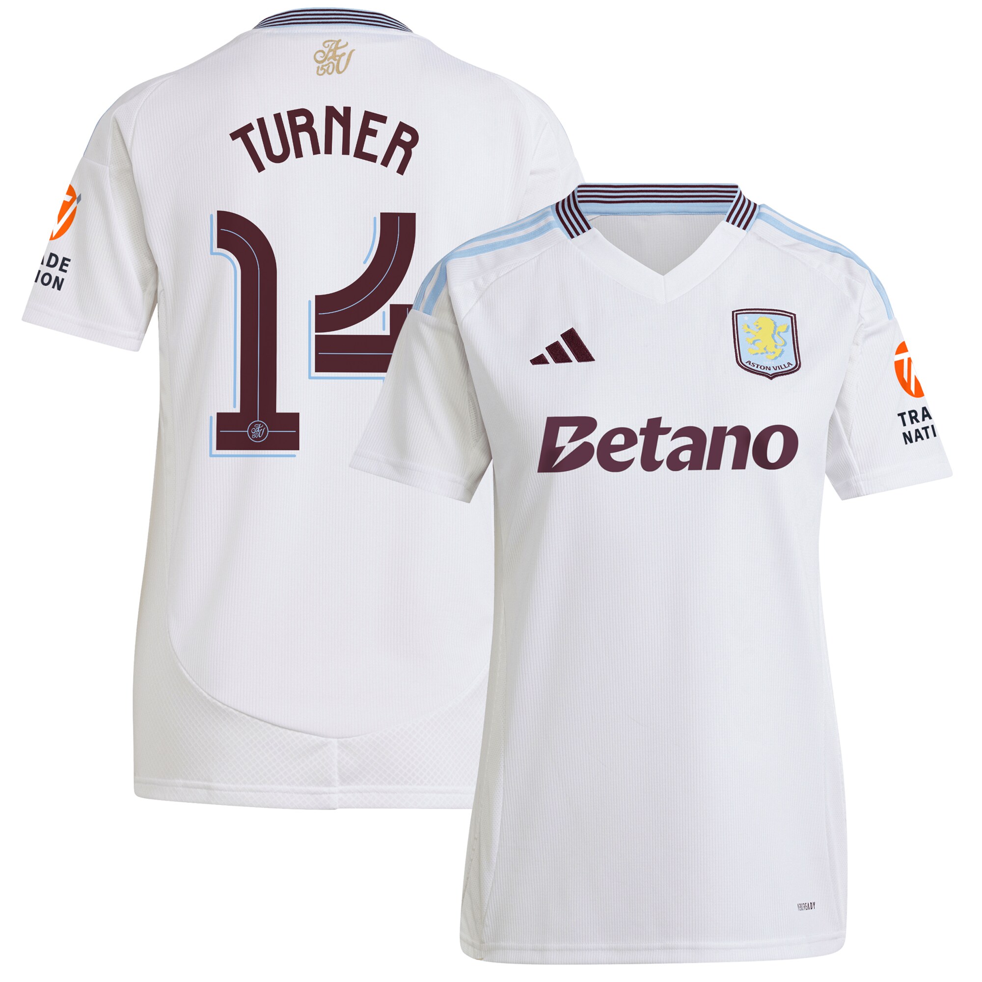 aston villa adidas away shirt 2024-25 – womens with turner 14 cup printing Collection | Official Aston Villa Jerseys for Fans