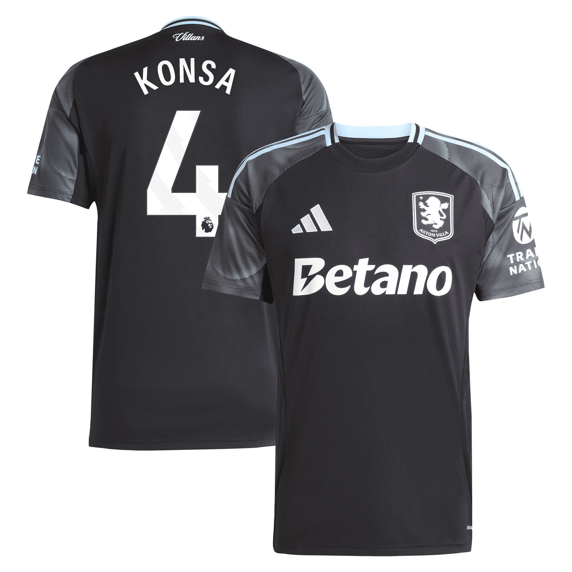 aston villa adidas away shirt 2025-26 with konsa 4 printing Collection | Official Aston Villa Jerseys for Fans
