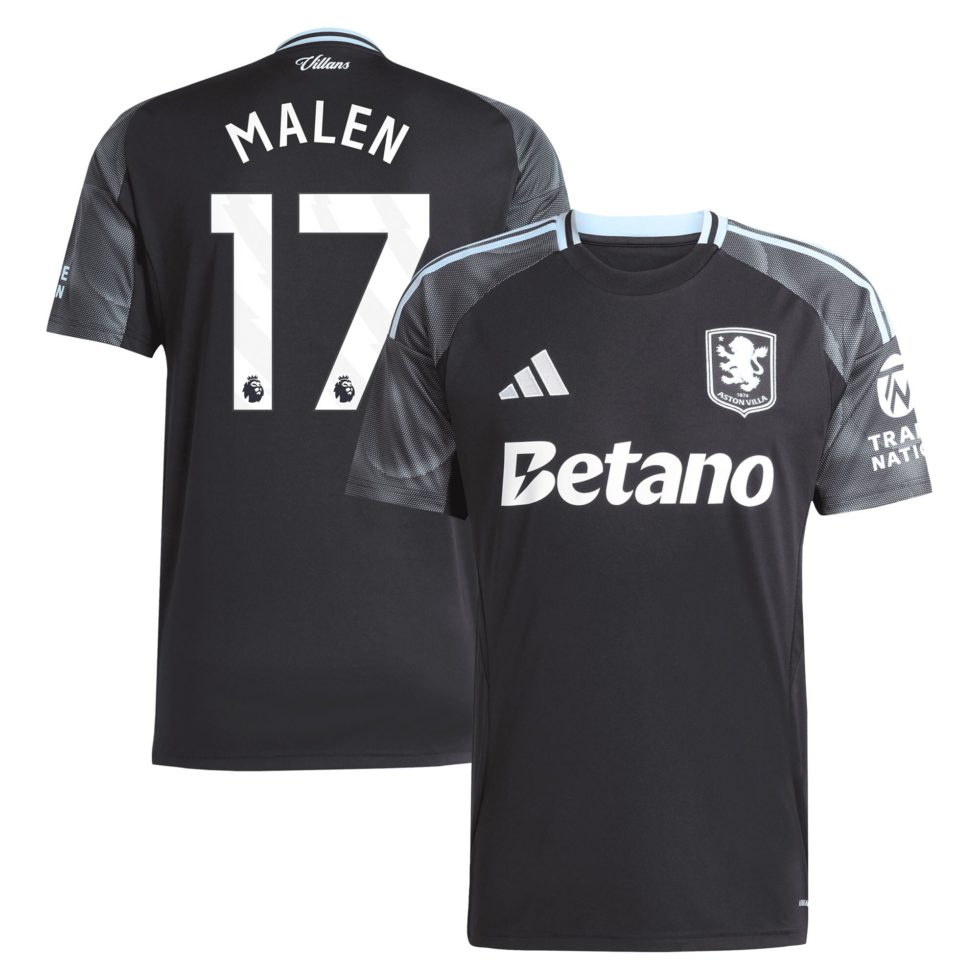 aston villa adidas away shirt 2025-26 with malen 17 printing Collection | Official Aston Villa Jerseys for Fans
