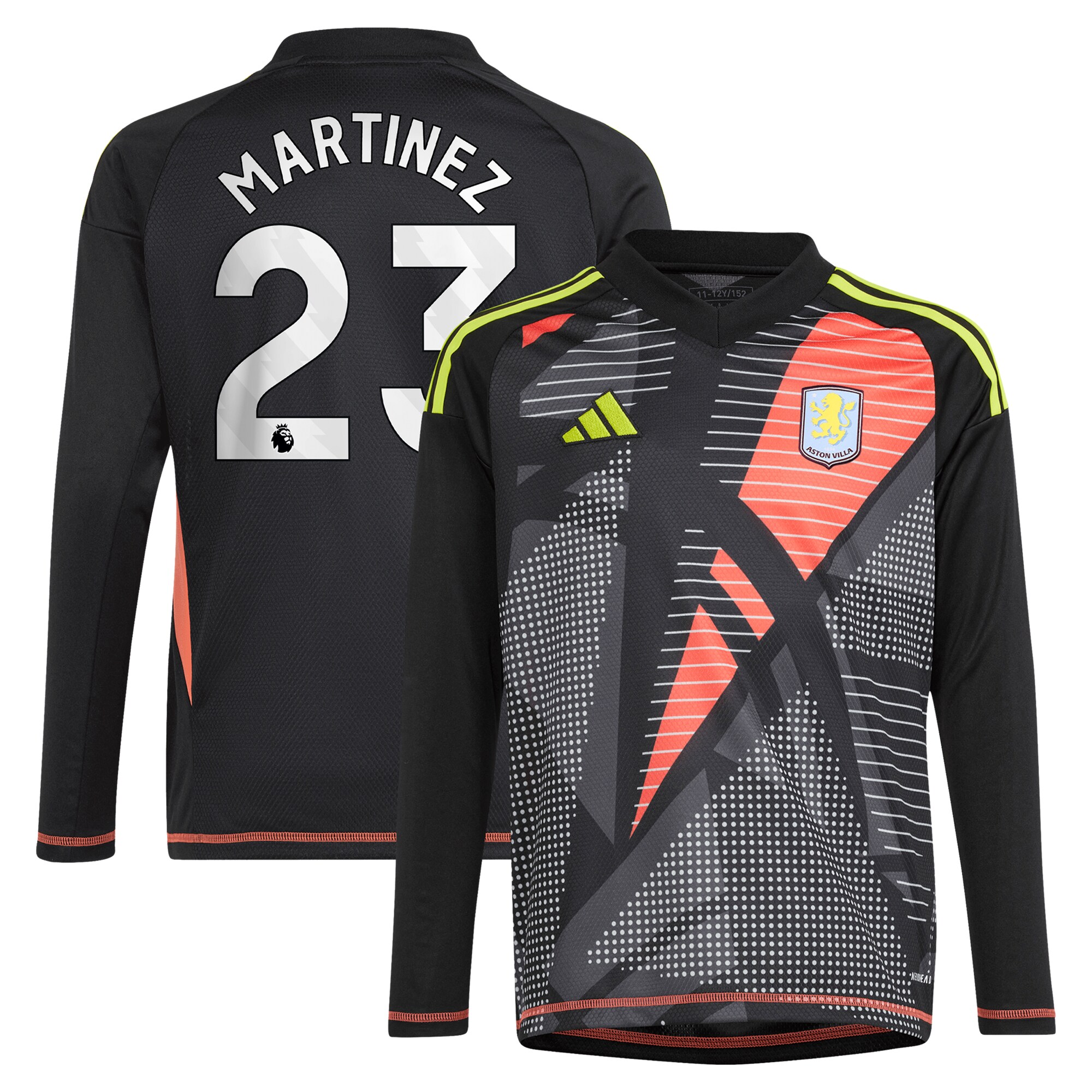 aston villa adidas goalkeeper shirt 2024-25 – long sleeve – kids with martinez 23 printing – 202029325 Collection | Official Aston Villa Jerseys for Fans