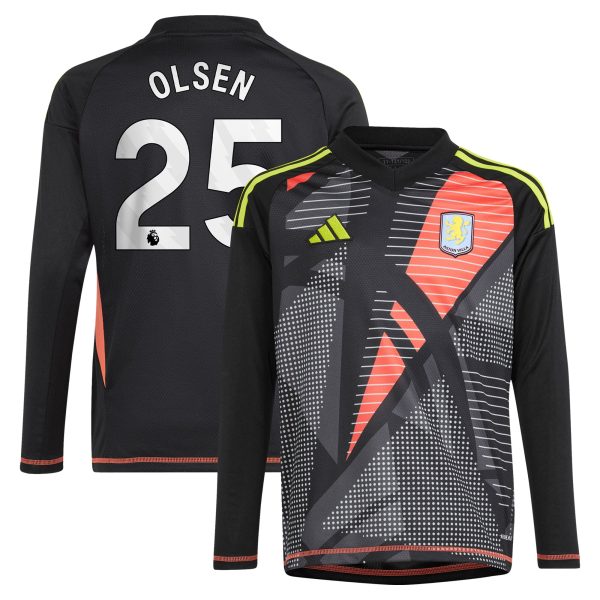 aston villa adidas goalkeeper shirt 2024-25 – long sleeve – kids with olsen 25 printing – 202029322 Collection | Official Aston Villa Jerseys for Fans