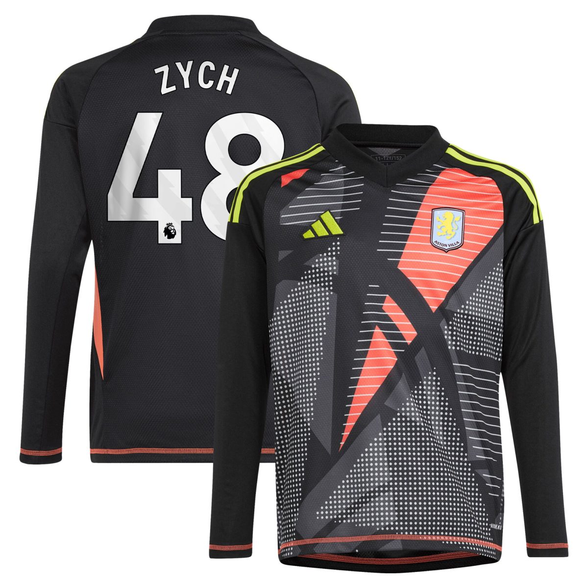 aston villa adidas goalkeeper shirt 2024-25 – long sleeve – kids with zych 48 printing – 202153091 Collection | Official Aston Villa Jerseys for Fans