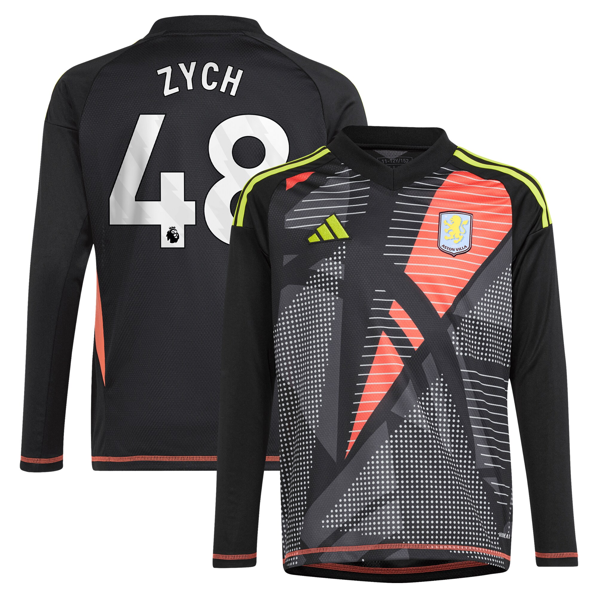 aston villa adidas goalkeeper shirt 2024-25 – long sleeve – kids with zych 48 printing – 202153091 Collection | Official Aston Villa Jerseys for Fans