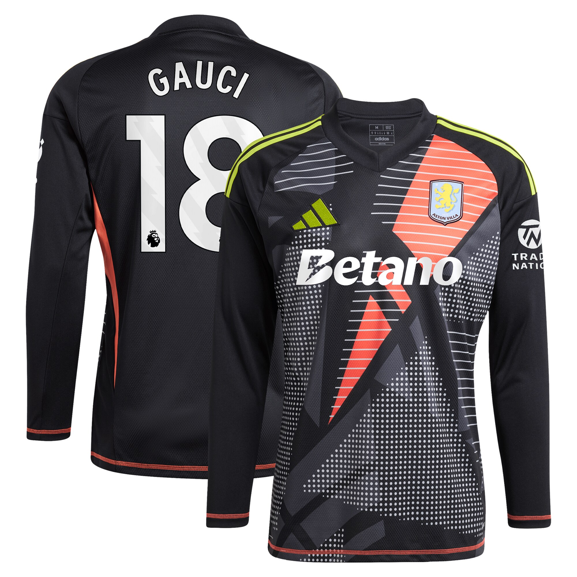 aston villa adidas goalkeeper shirt 2024-25 – long sleeve with gauci 18 printing – 202028940 Collection | Official Aston Villa Jerseys for Fans