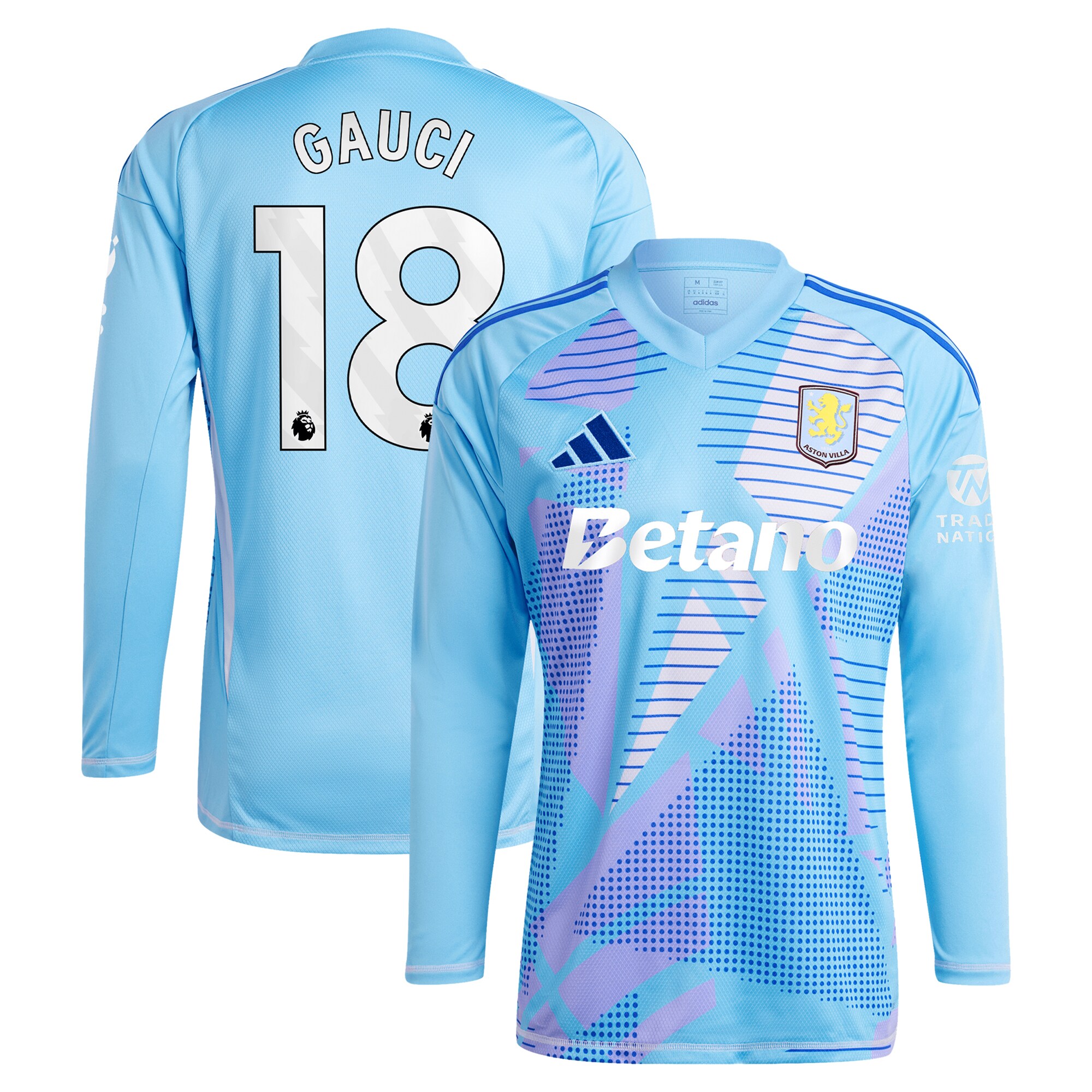 aston villa adidas goalkeeper shirt 2024-25 – long sleeve with gauci 18 printing – 202030982 Collection | Official Aston Villa Jerseys for Fans