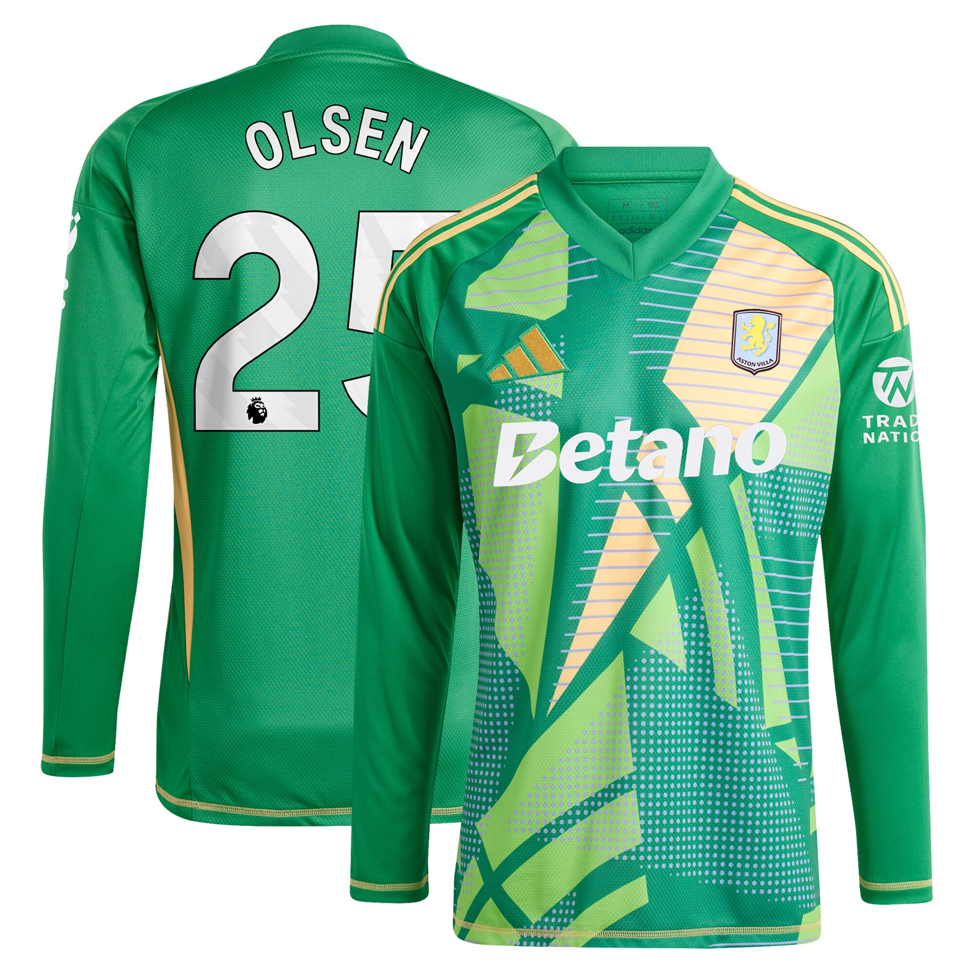 aston villa adidas goalkeeper shirt 2024-25 – long sleeve with olsen 25 printing Collection | Official Aston Villa Jerseys for Fans