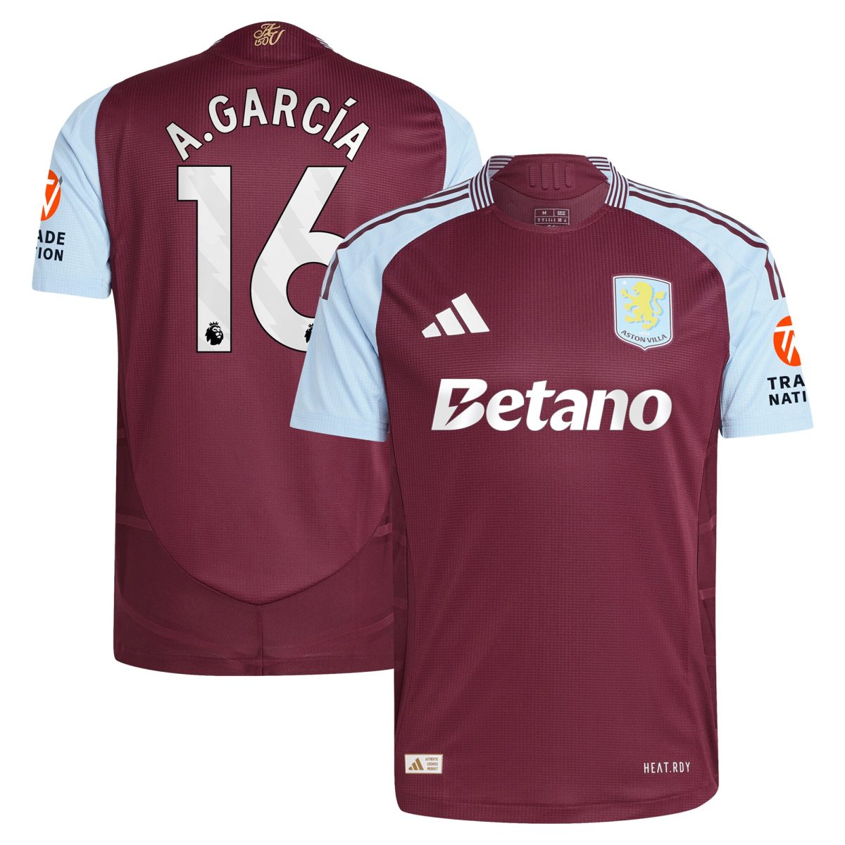 aston villa adidas home authentic shirt 2024-25 with a.garcía 16 printing Collection | Official Aston Villa Jerseys for Fans