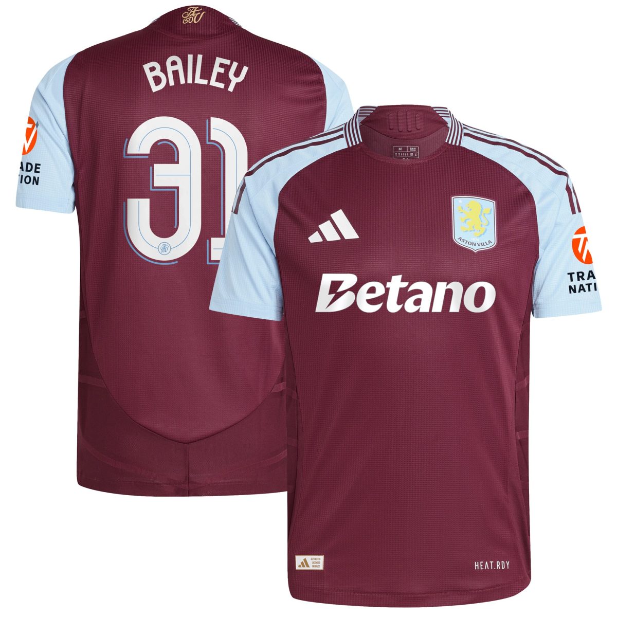 aston villa adidas home authentic shirt 2024-25 with bailey 31 cup printing Collection | Official Aston Villa Jerseys for Fans