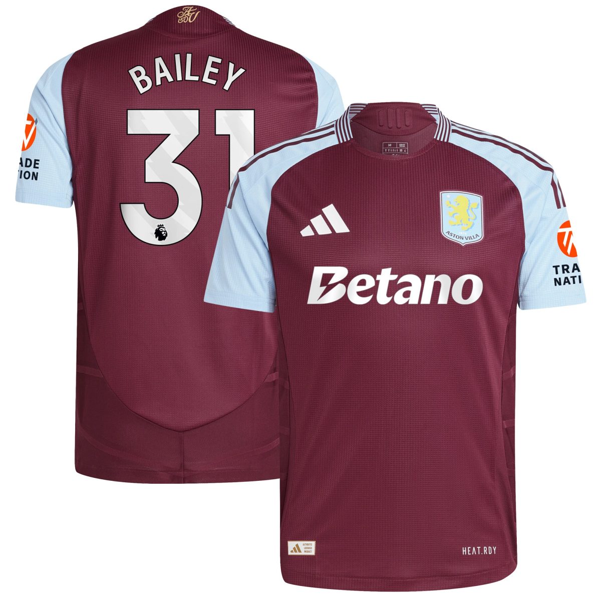 aston villa adidas home authentic shirt 2024-25 with bailey 31 printing Collection | Official Aston Villa Jerseys for Fans