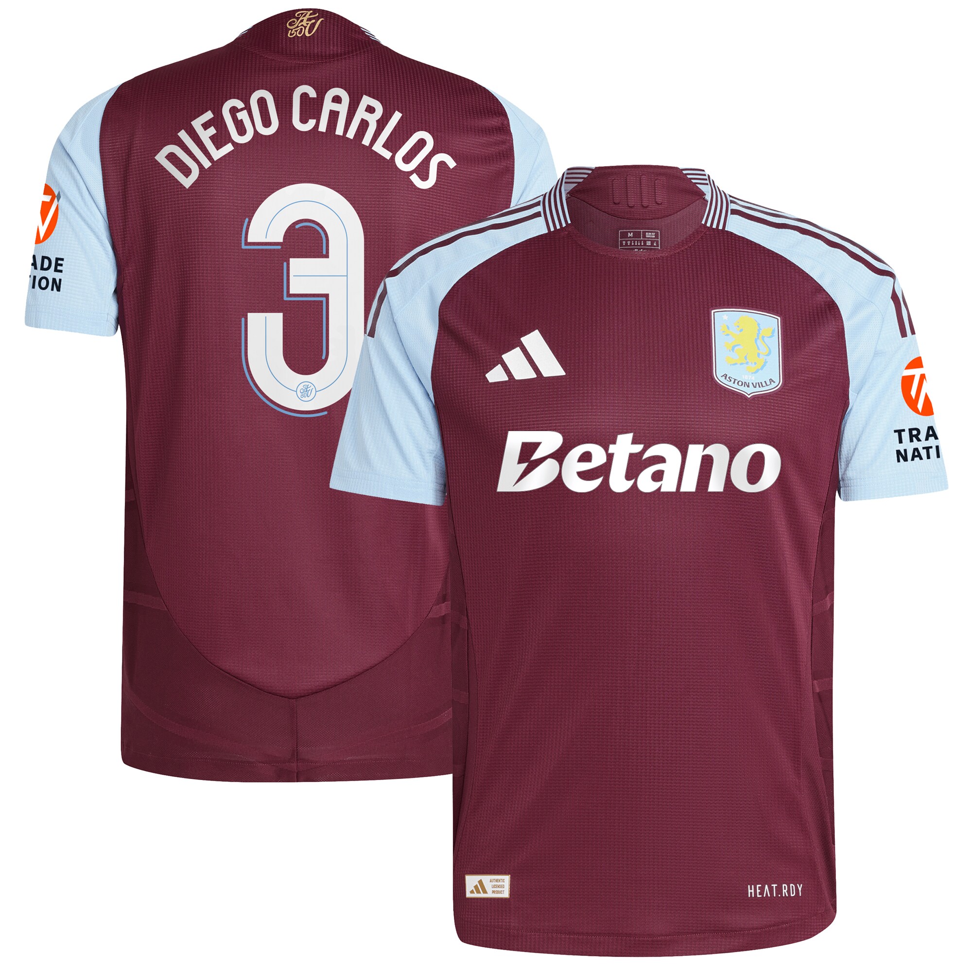 aston villa adidas home authentic shirt 2024-25 with diego carlos 3 cup printing Collection | Official Aston Villa Jerseys for Fans