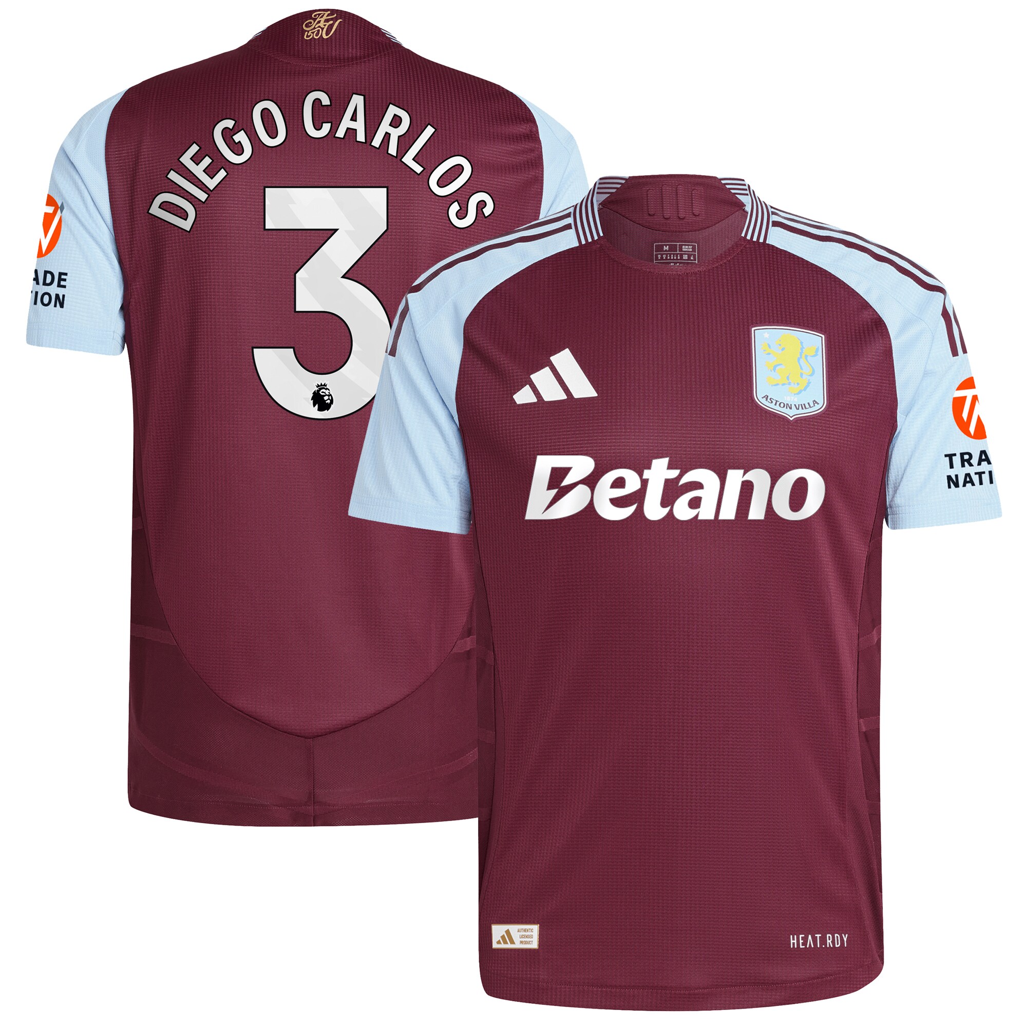 aston villa adidas home authentic shirt 2024-25 with diego carlos 3 printing Collection | Official Aston Villa Jerseys for Fans