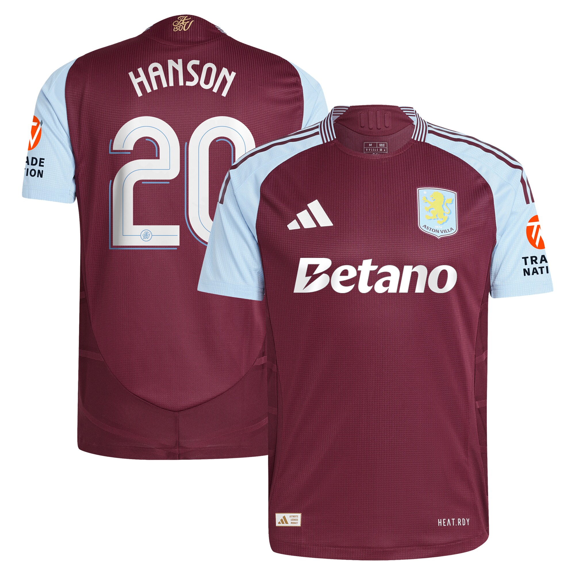 aston villa adidas home authentic shirt 2024-25 with hanson 20 cup printing Collection | Official Aston Villa Jerseys for Fans