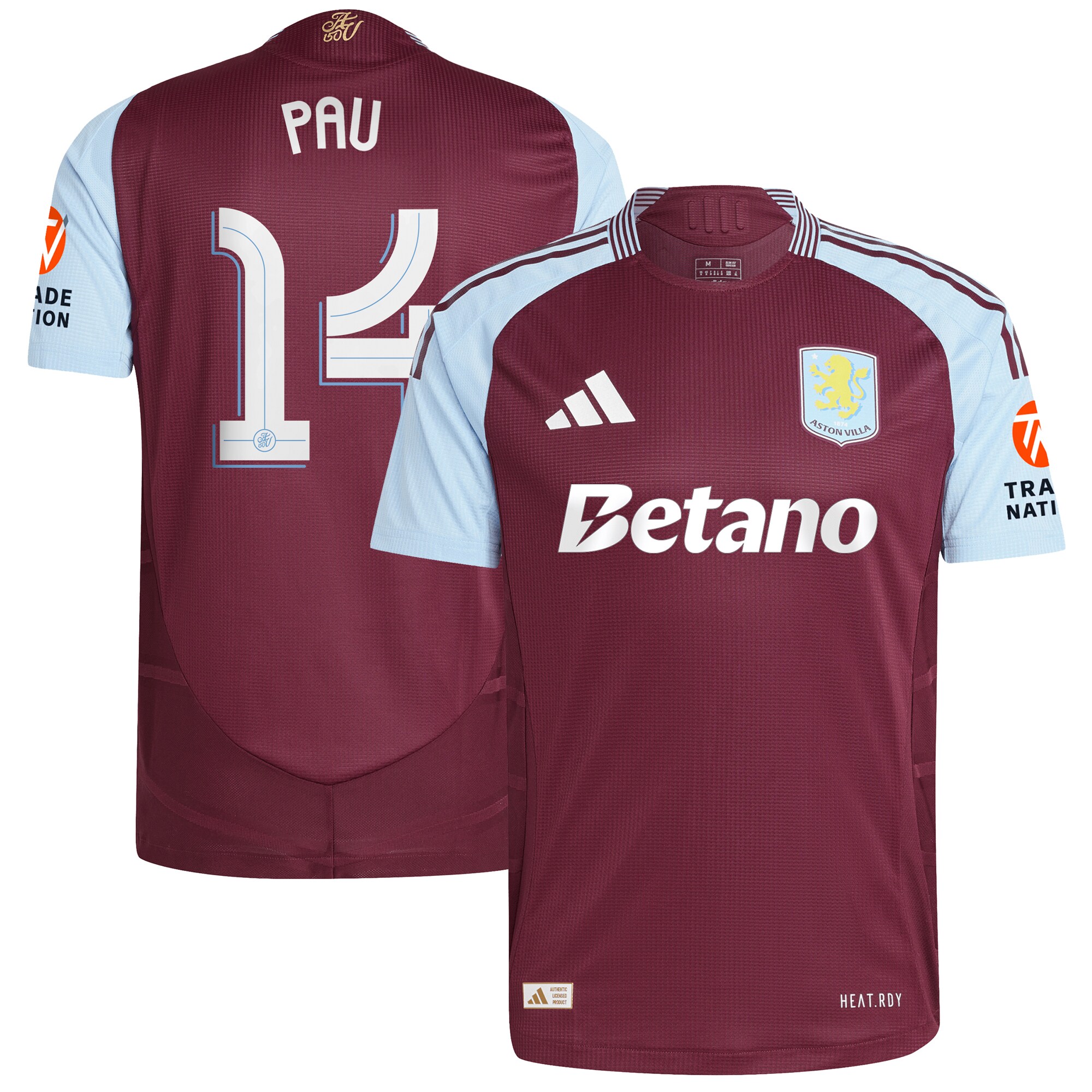 aston villa adidas home authentic shirt 2024-25 with pau 14 cup printing Collection | Official Aston Villa Jerseys for Fans