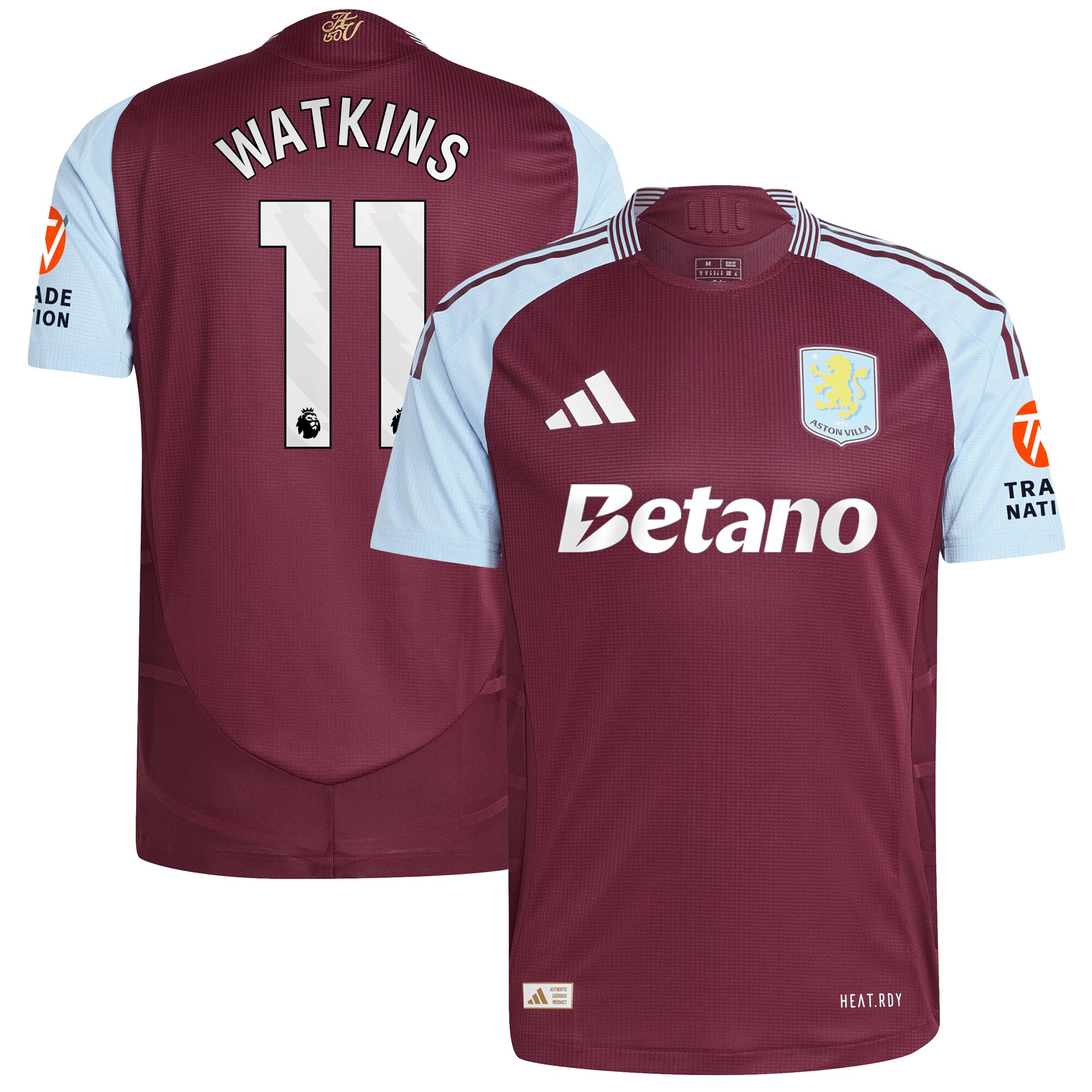 aston villa adidas home authentic shirt 2024-25 with watkins 11 printing Collection | Official Aston Villa Jerseys for Fans