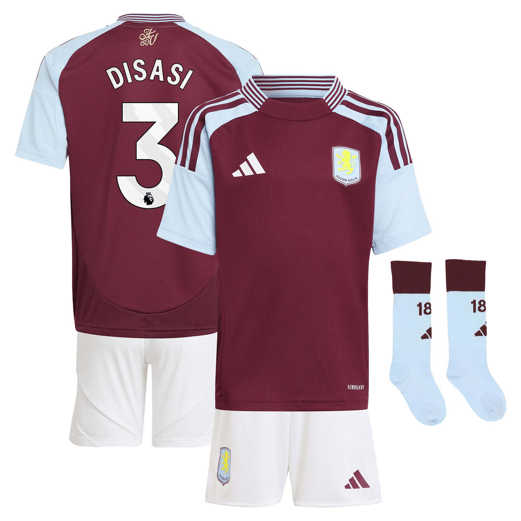 aston villa adidas home mini kit 2024-25 with disasi 3 printing Collection | Official Aston Villa Jerseys for Fans