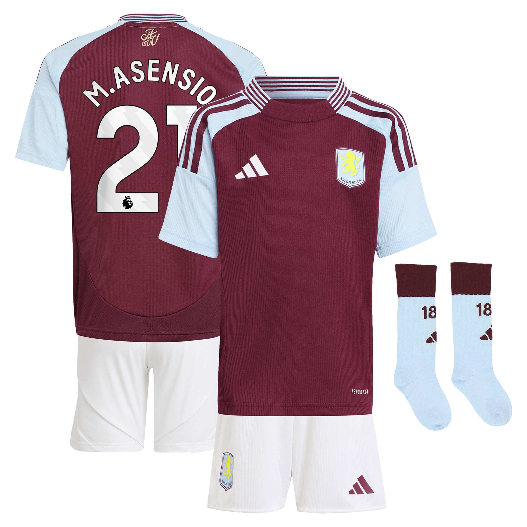 aston villa adidas home mini kit 2024-25 with m.asensio 21 printing Collection | Official Aston Villa Jerseys for Fans