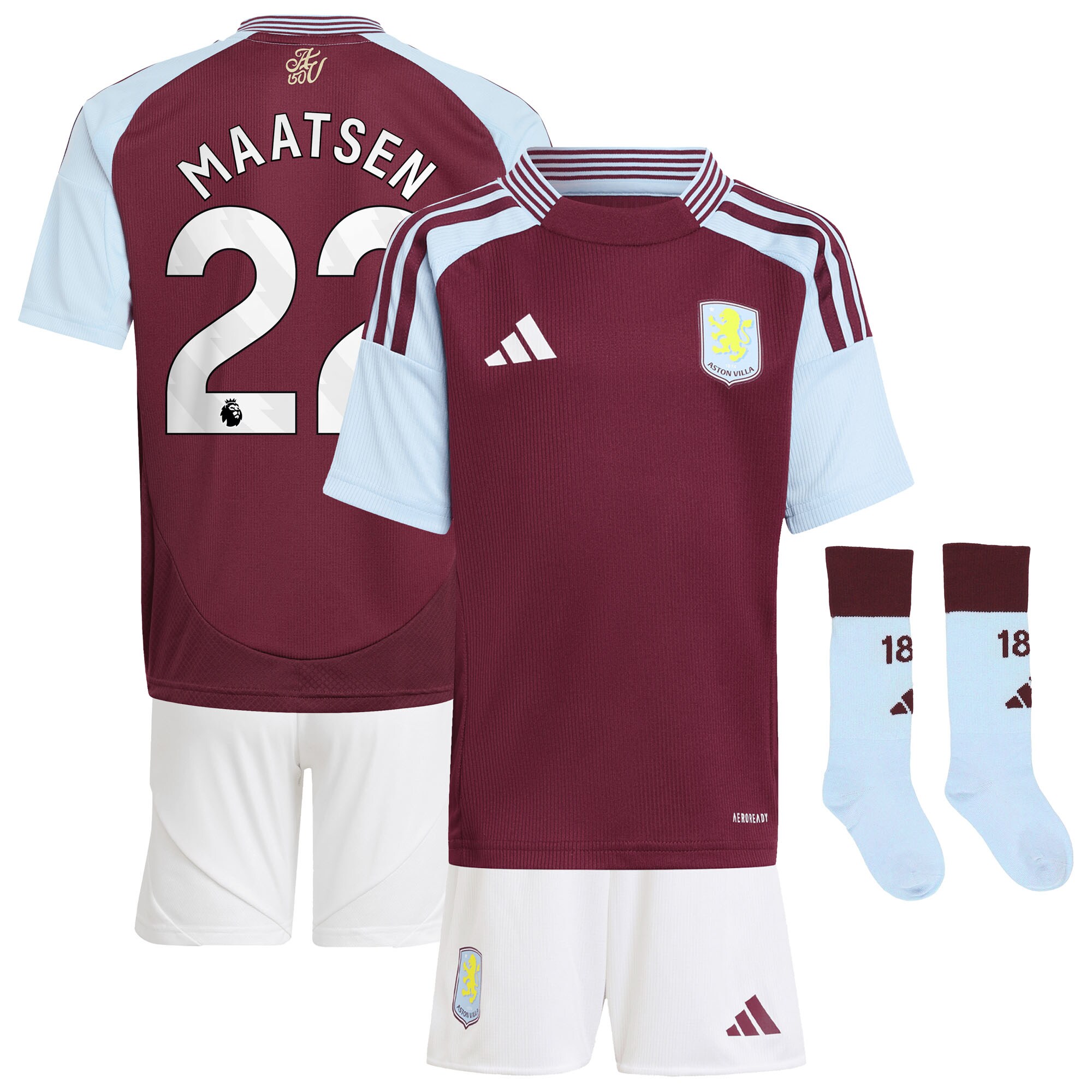 aston villa adidas home mini kit 2024-25 with maatsen 22 printing Collection | Official Aston Villa Jerseys for Fans
