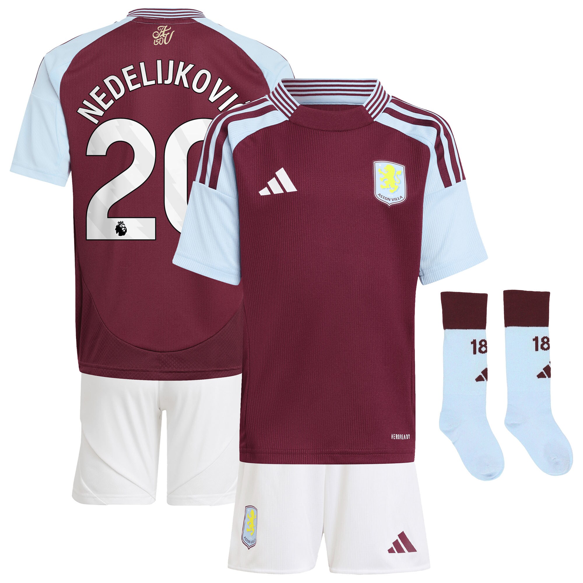 aston villa adidas home mini kit 2024-25 with nedeljković 20 printing Collection | Official Aston Villa Jerseys for Fans