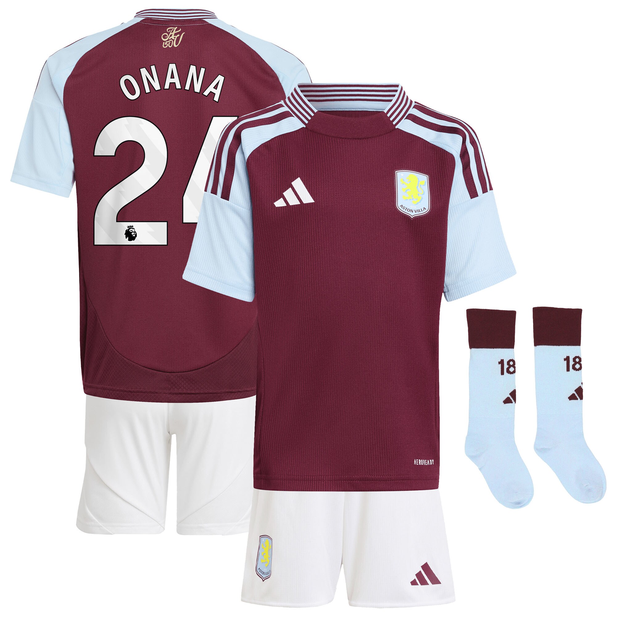 aston villa adidas home mini kit 2024-25 with onana 24 printing Collection | Official Aston Villa Jerseys for Fans