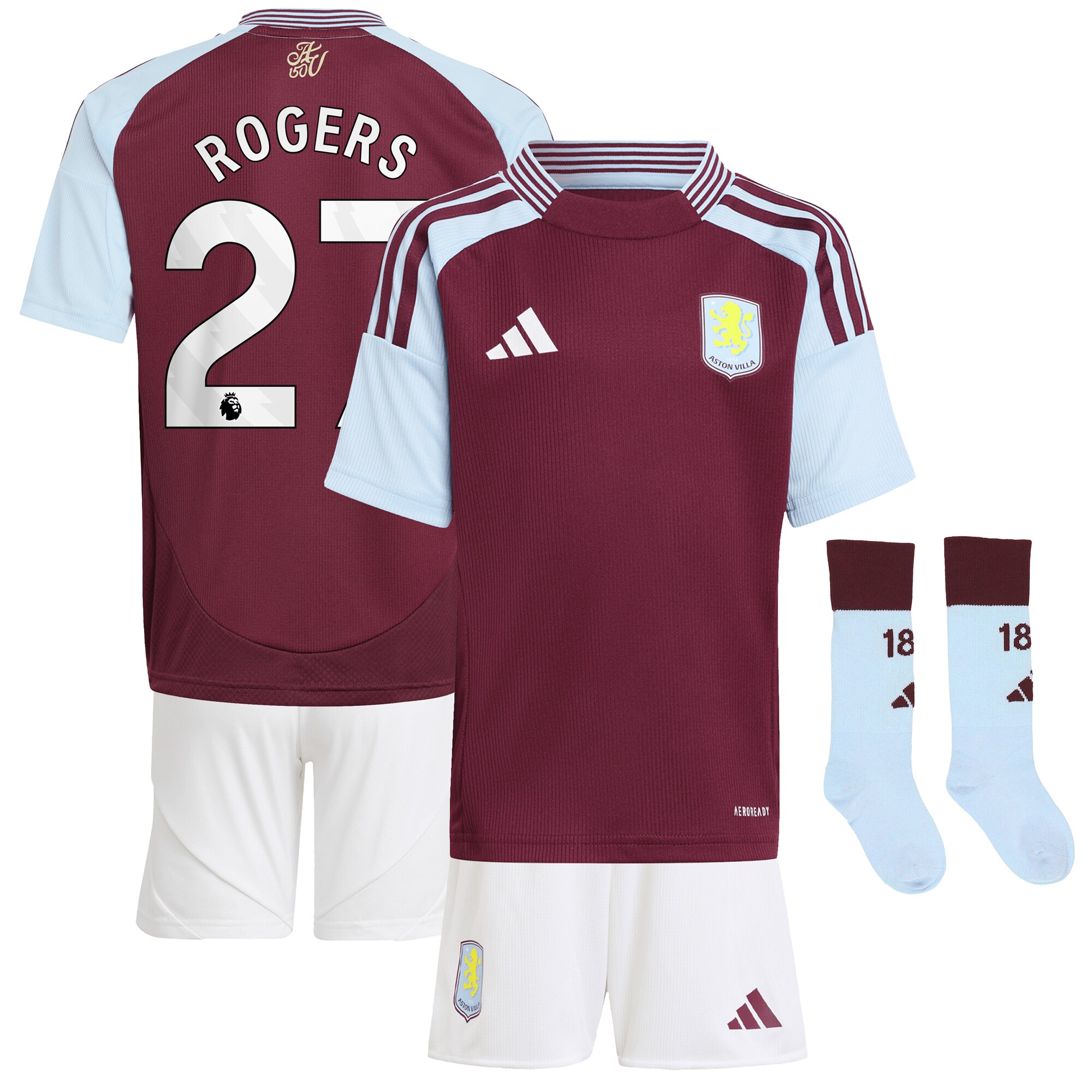 aston villa adidas home mini kit 2024-25 with rogers 27 printing Collection | Official Aston Villa Jerseys for Fans