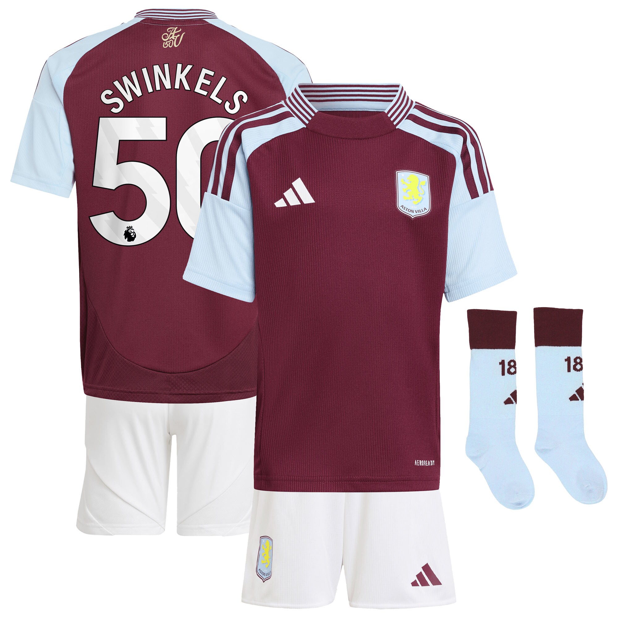 aston villa adidas home mini kit 2024-25 with swinkels 50 printing Collection | Official Aston Villa Jerseys for Fans