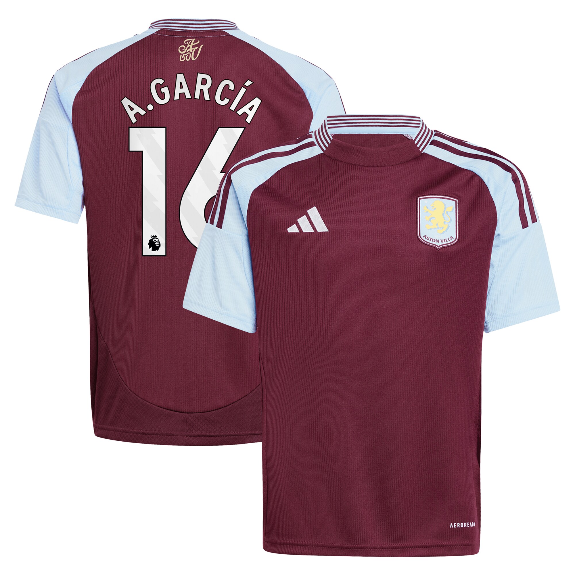 aston villa adidas home shirt 2024-25 – kids with a.garcía 16 printing Collection | Official Aston Villa Jerseys for Fans