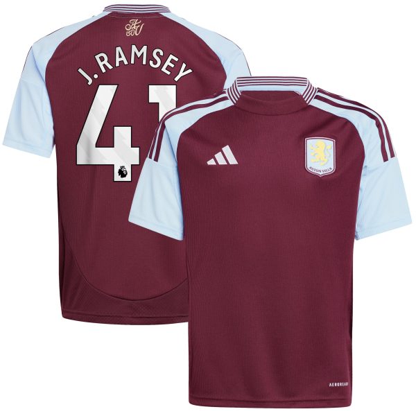 aston villa adidas home shirt 2024-25 – kids with j. ramsey 41 printing Collection | Official Aston Villa Jerseys for Fans