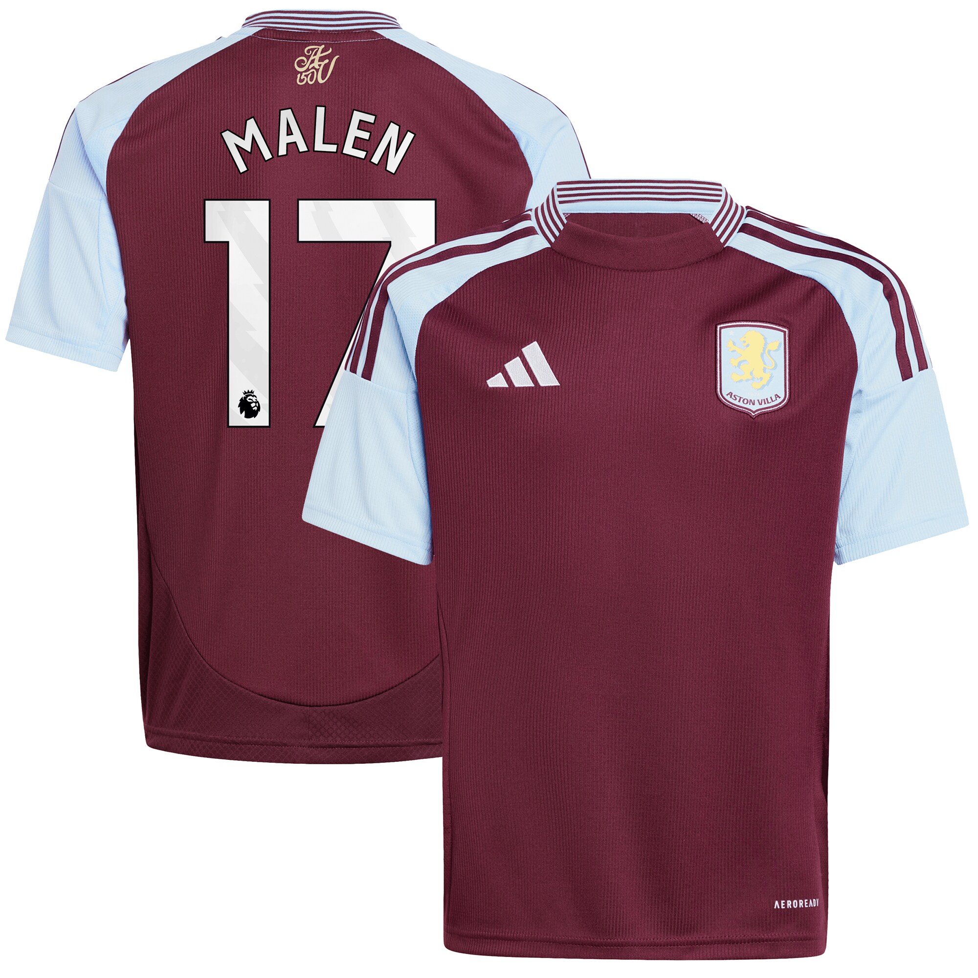 aston villa adidas home shirt 2024-25 – kids with malen 17 printing Collection | Official Aston Villa Jerseys for Fans
