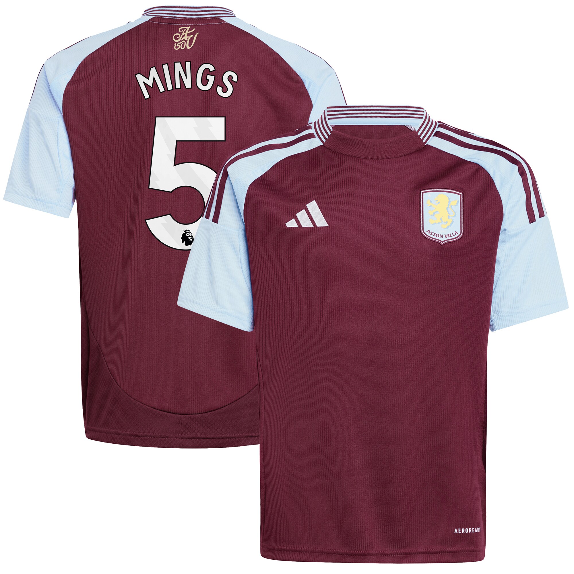 aston villa adidas home shirt 2024-25 – kids with mings 5 printing Collection | Official Aston Villa Jerseys for Fans